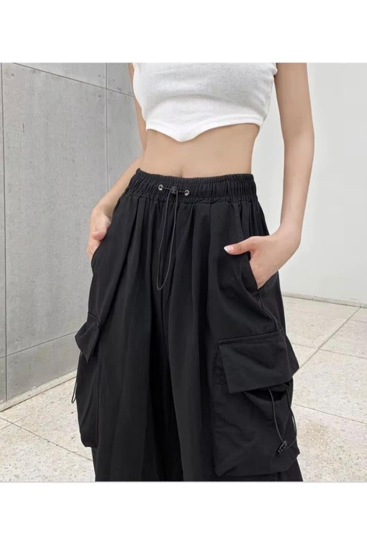 Peripeti-Cargo Pocketed Trousers with Elasticized Legs and Waist 4