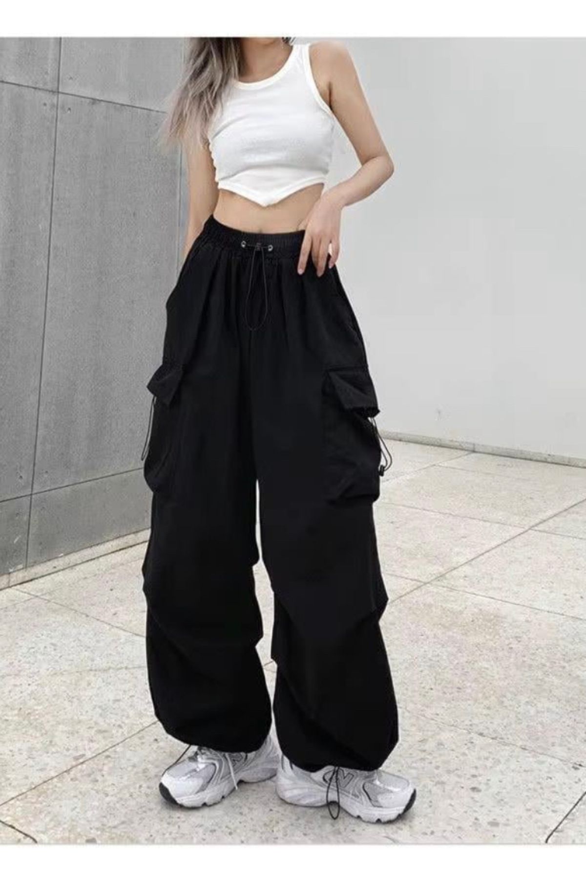 Peripeti-Cargo Pocketed Trousers with Elasticized Legs and Waist 2