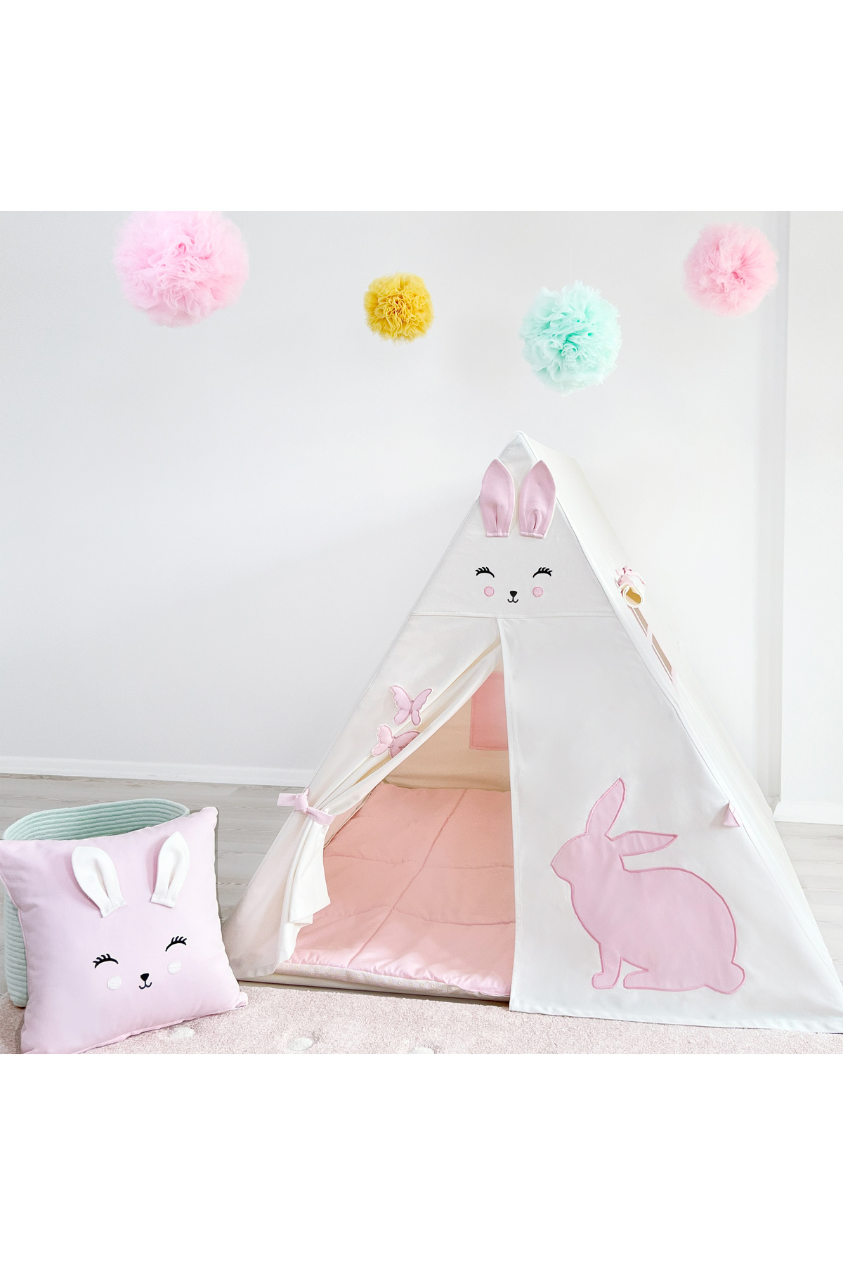 PAMUKA Kamp Çadırı Tavşan - Pembe & Oyun Halısı fotoğrafı 4 (önizleme)