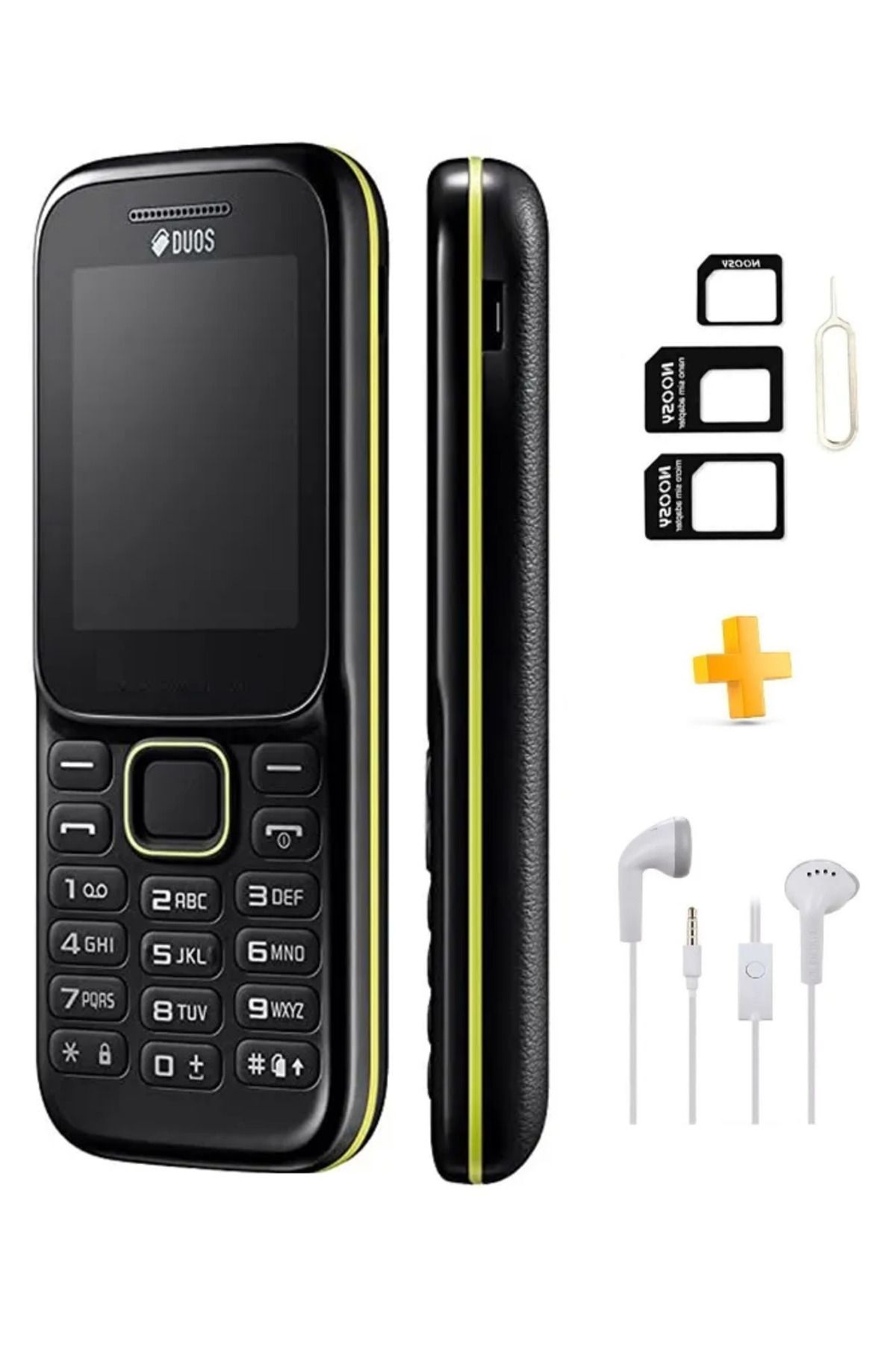 FİTGO SİYAH TELEFON + KULAKLIK +SIM APARATI