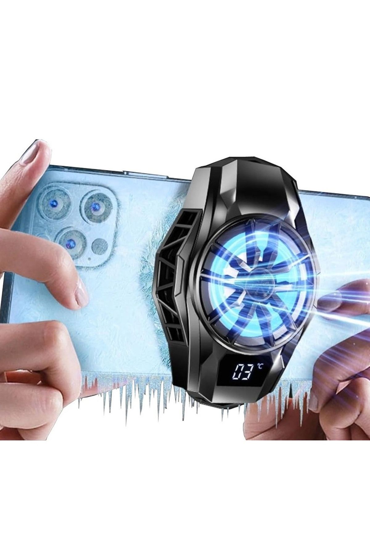 EXENAR Gaming Telefon Hava Soğutma Fanı Derece Göstergeli Metal Radyatör Soğutucu İos Android Pubg Uyumlu