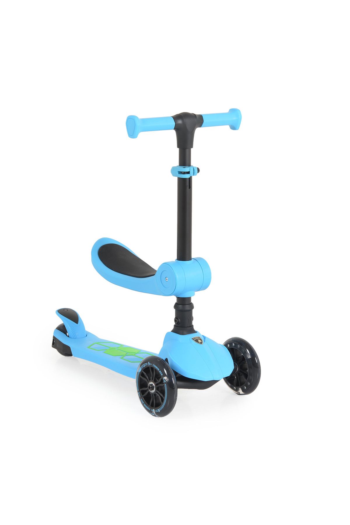 OEM Trotineta Copii 2-5 Ani, Lamborghini 2in1 Albastru, Scaunel Si Maner Pliabil, Roti Cu Lumini Led Unisex - One Size
