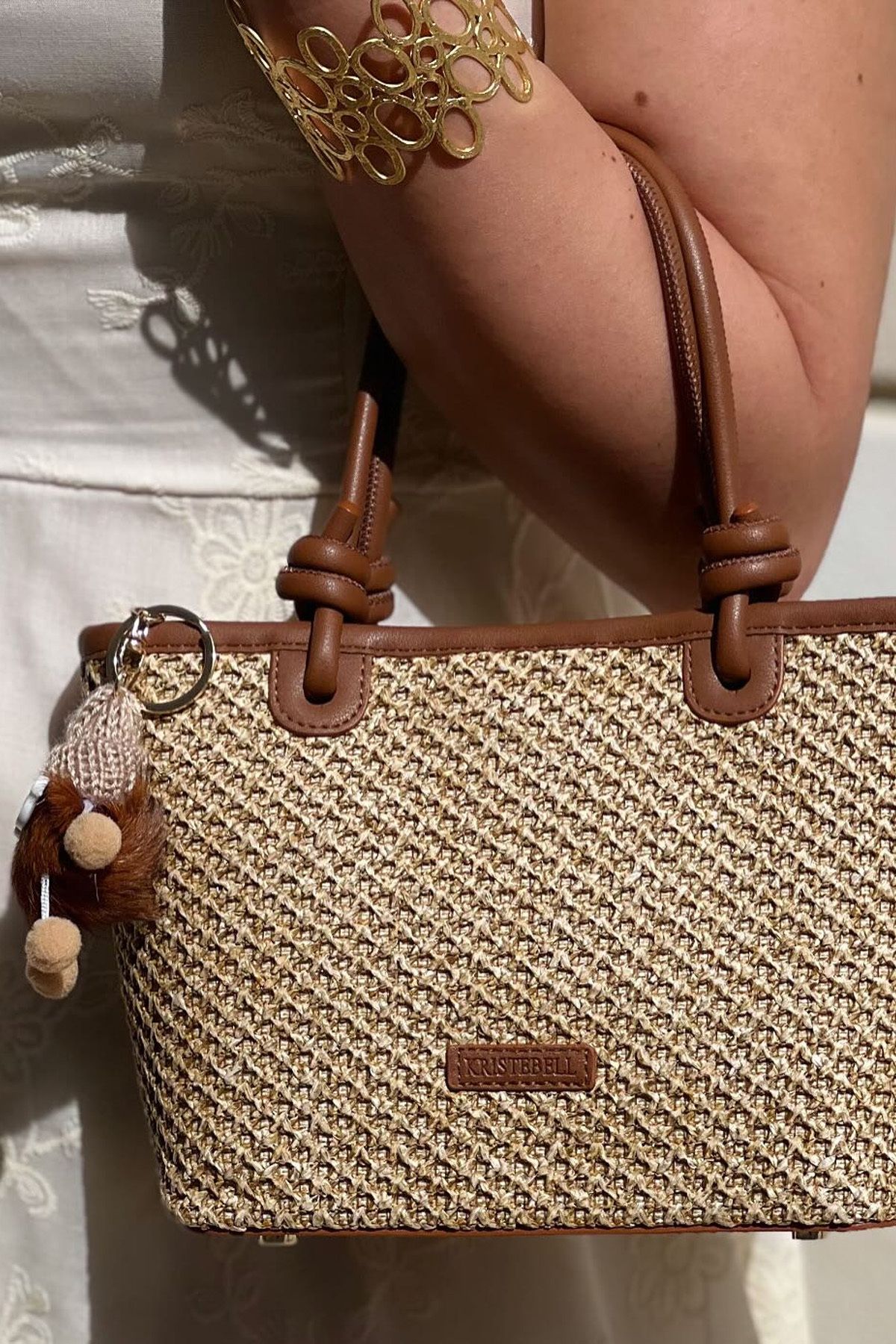 FASHION COCKTAIL Înaltă Calitate, Cu Mâner Cu Nod, Curea Detașabilă, Cu Fermoar, Ochelari, Geantă De Umăr Din Paie Pentru Mascota Femeie - Standard
