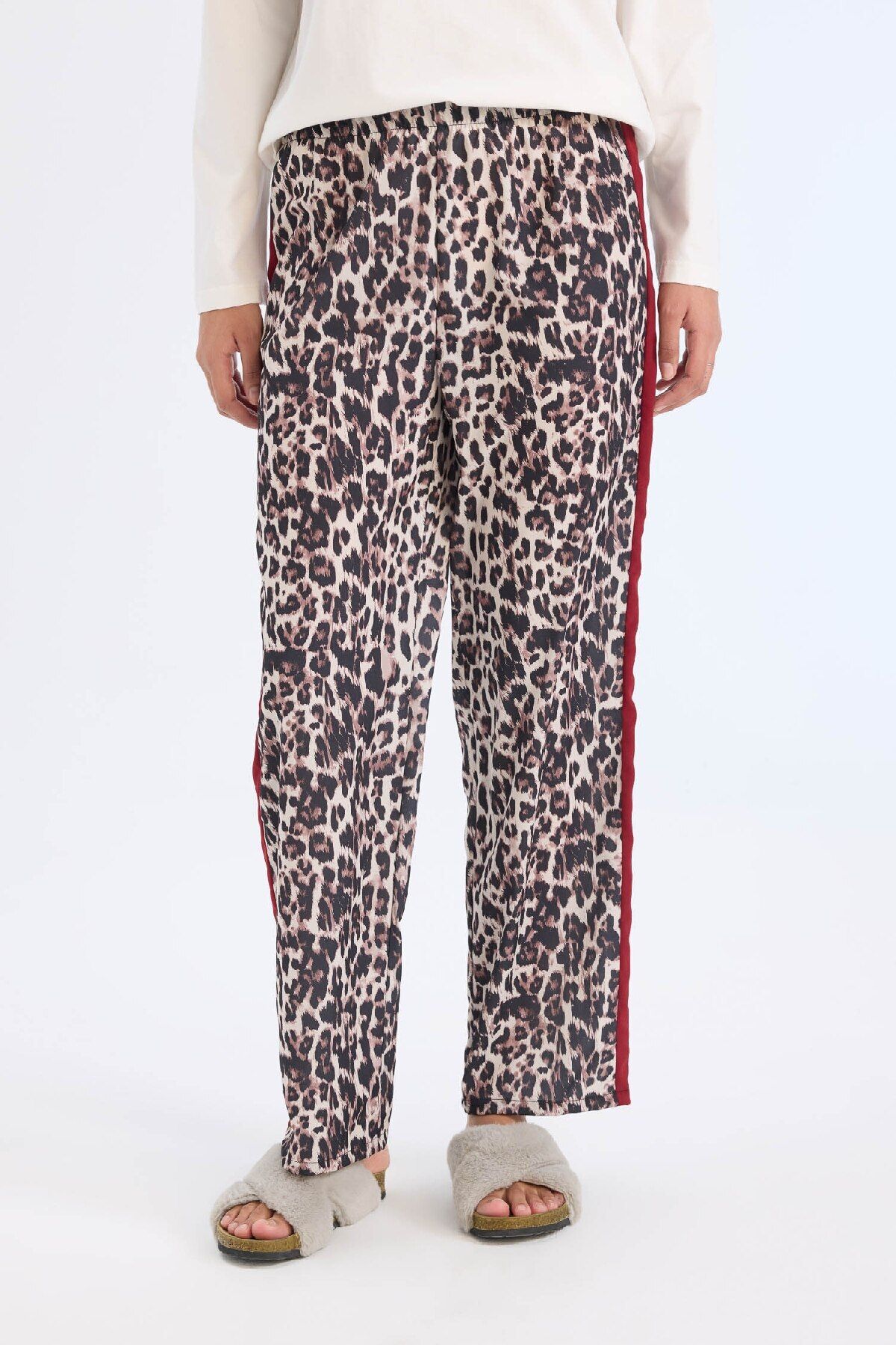 DeFacto-Pajamas Set Regular Fit Long Sleeve Printed Top Leopard Print Long Bottom-Fall in Love E2352Ax24Wn 6