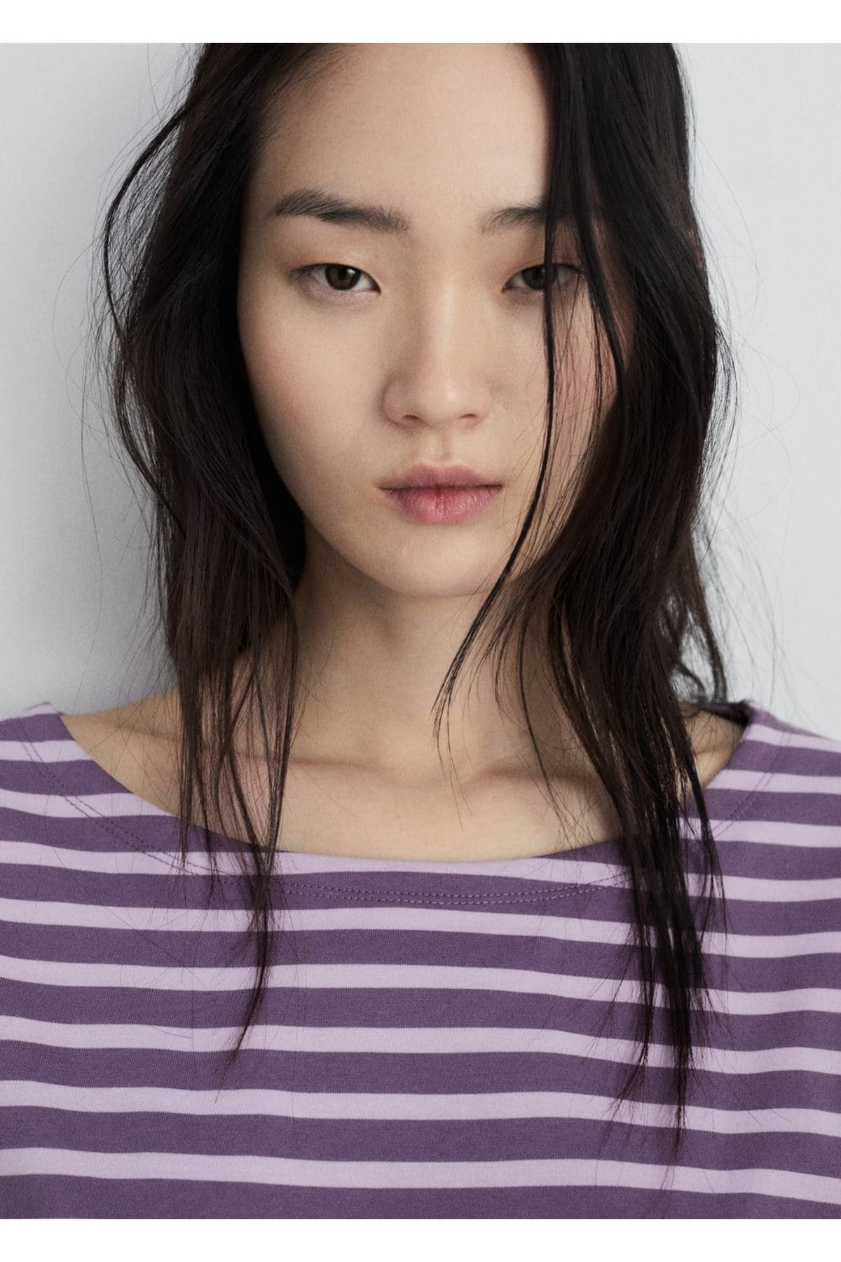 Dokuma çizgili pamuklu tişört