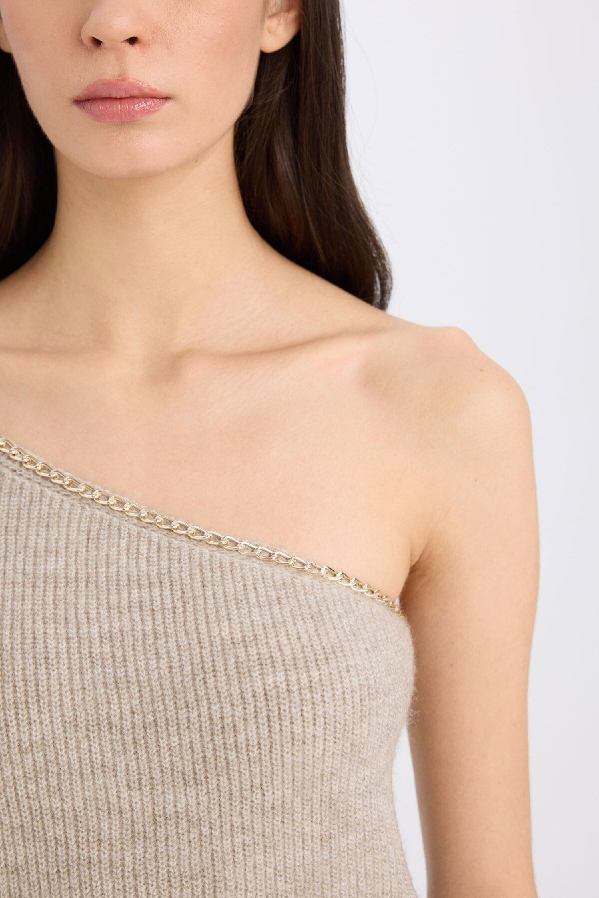 DeFacto-Regular Fit One Shoulder Basic Plain Knitwear Sweater E2308Ax24Wn 5