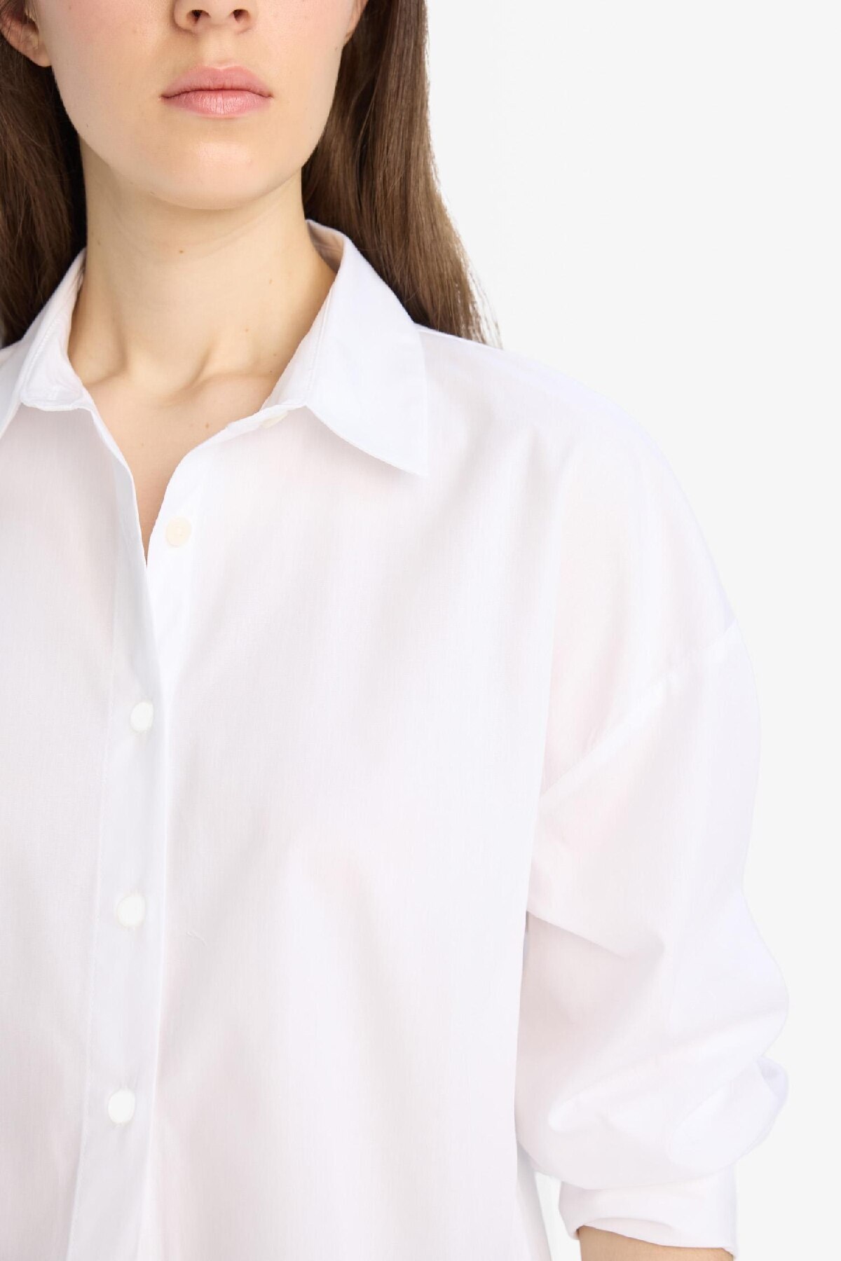 DeFacto-Oversize Wide Fit Basic μασίφ ποπλίνα μακρυμάνικο πουκάμισο T8735az25sp 8