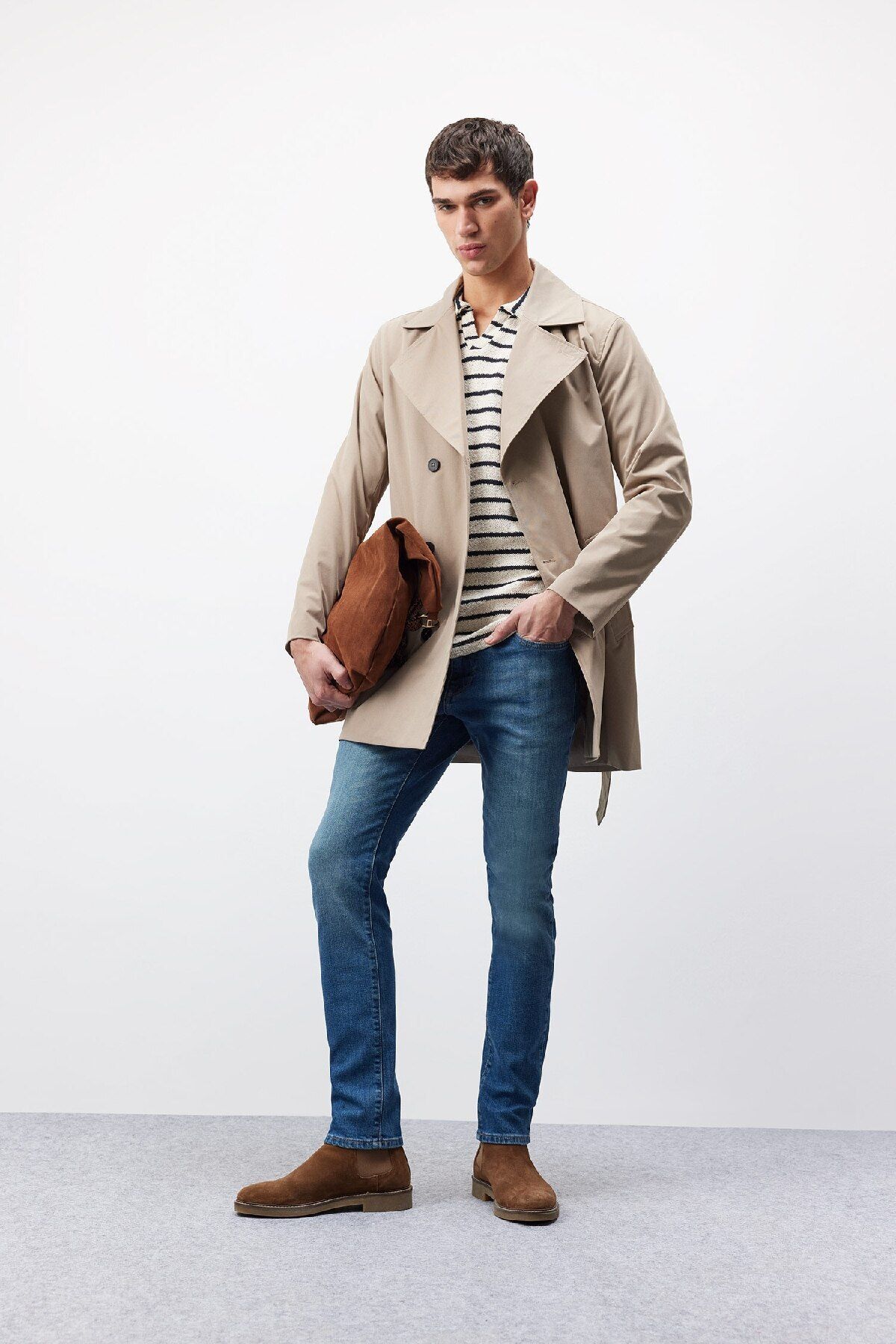 شلوار جین آبی مردانه SLIM FIT BARN قالب باریک کمر Defacto