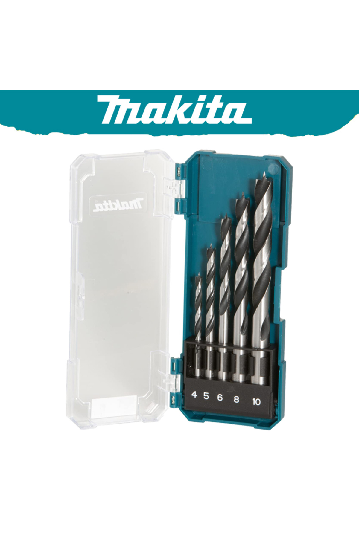 Makita-D-72861 D-72861 Wood Drill Bit Set 5-piece 4 Mm/5 Mm/6 Mm/8 Mm/10 Mm Straight Shank Impact Dr 1