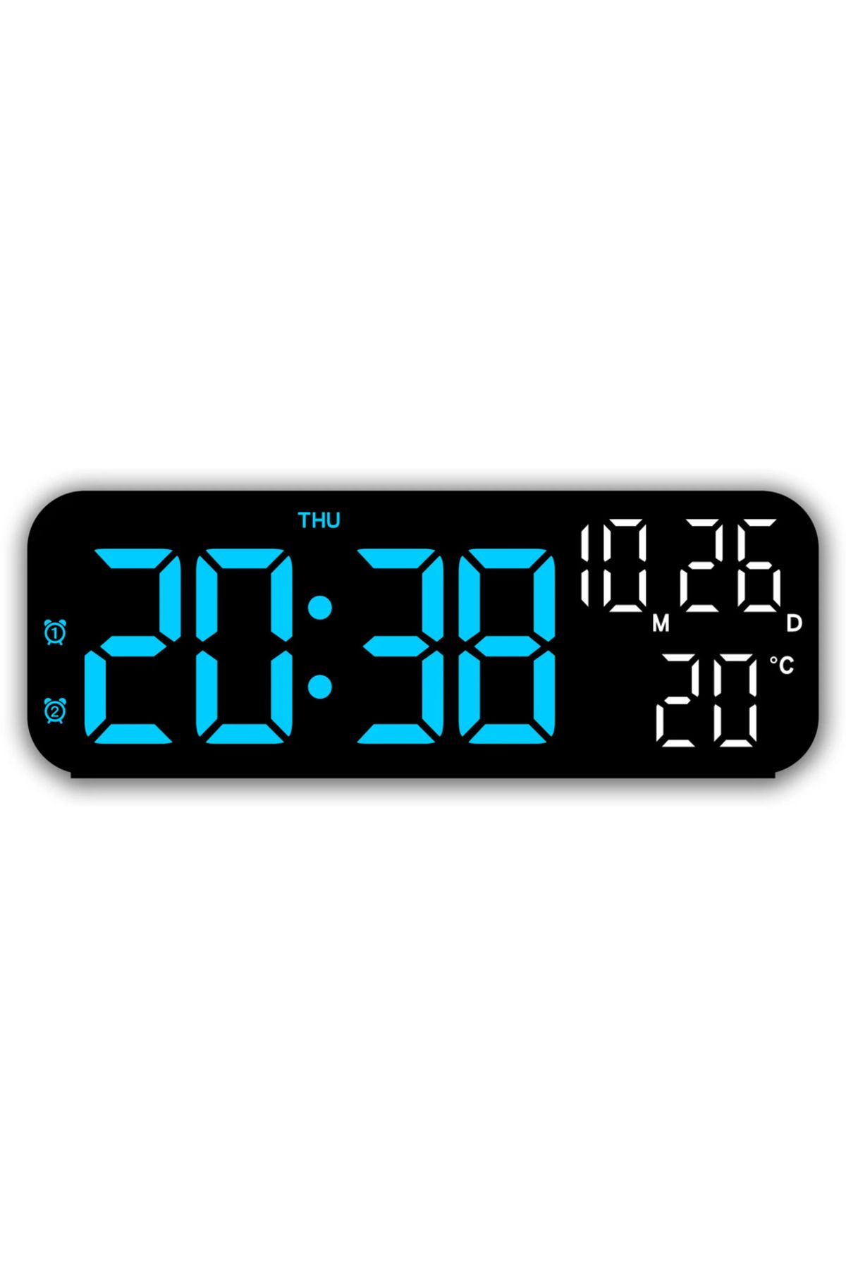 Choice-A3 9 Inch Voice Control Digital Alarm Clock Date Time Temperature Display Countdown Dual Alarms 12/2 1