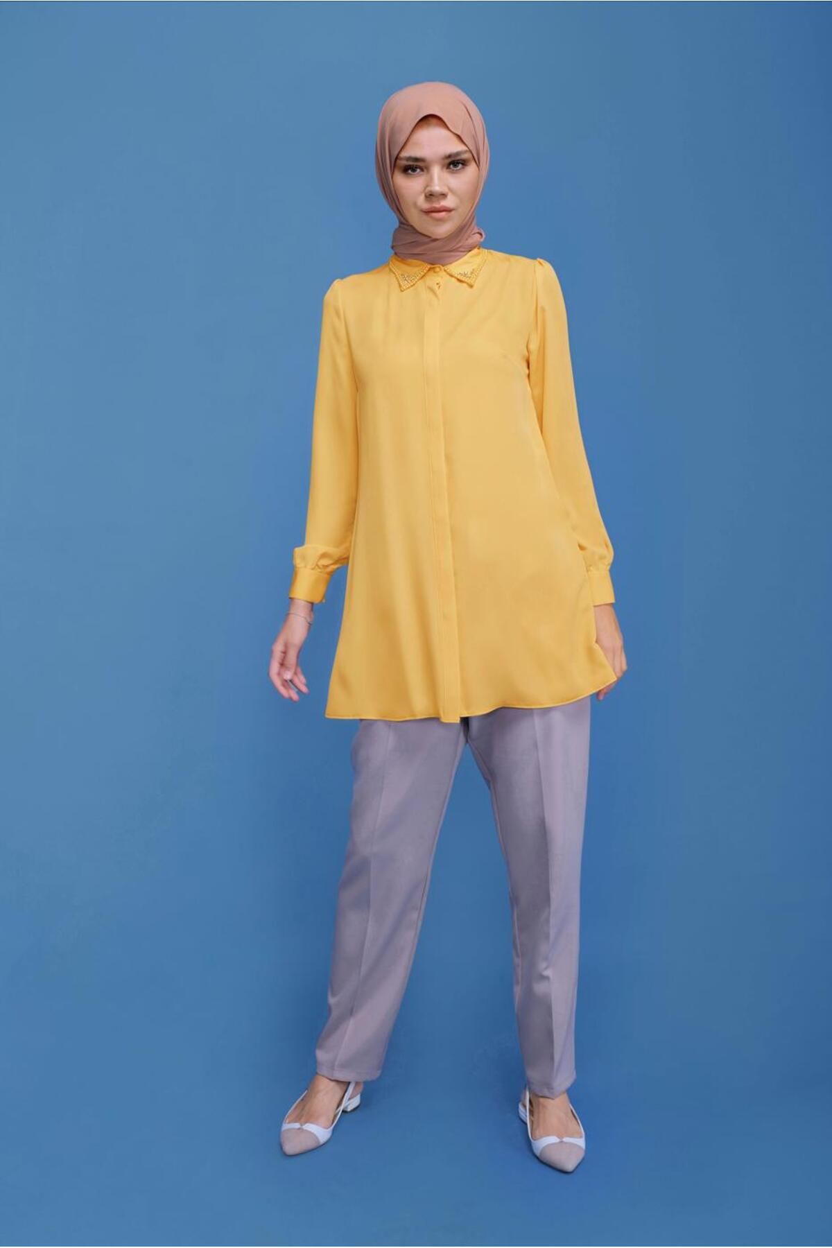 تونیک یقه سنگ و مهره دوزی 40622 Alvina