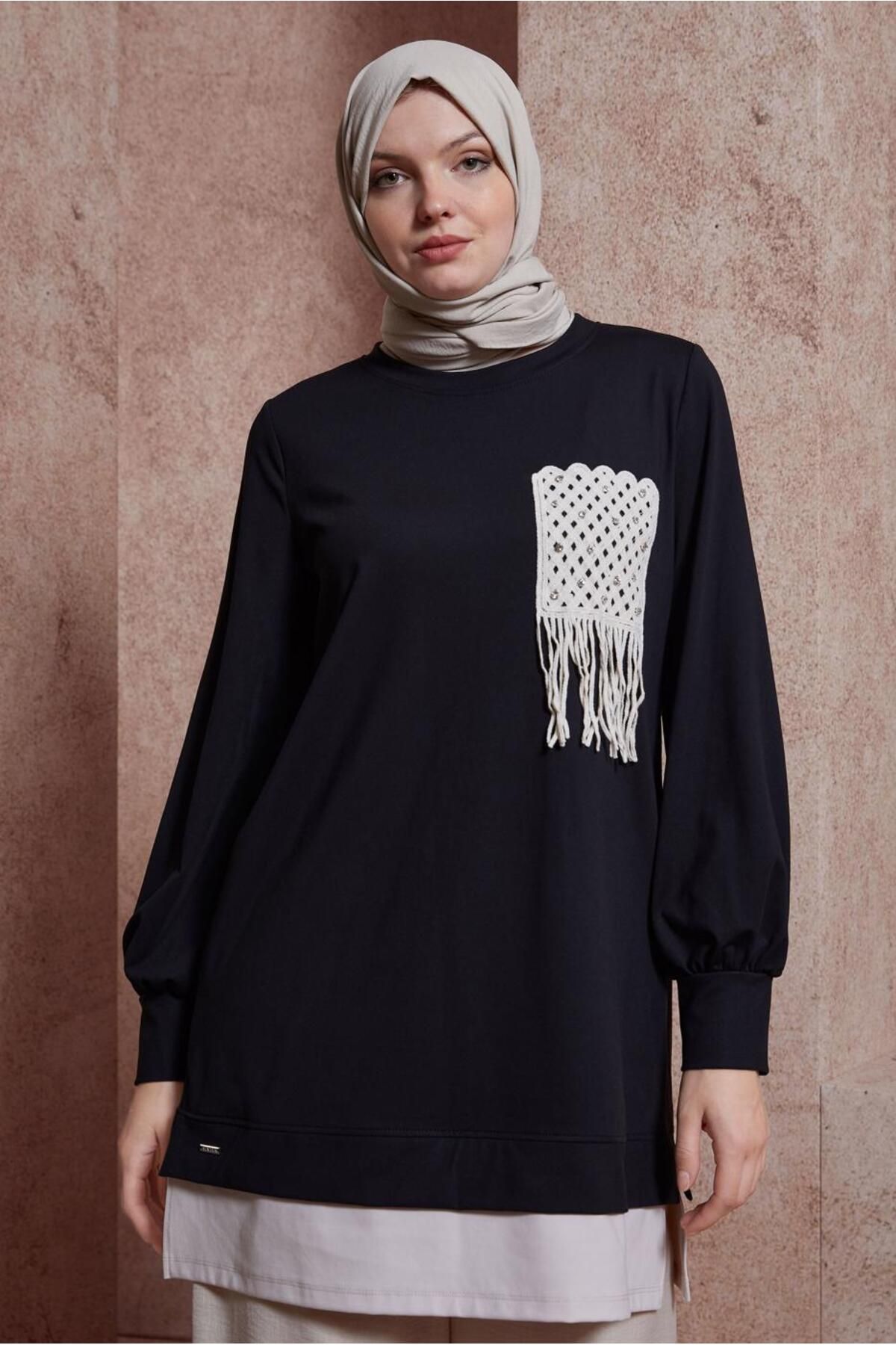 تونیک ورزشی منگوله ای با جزئیات 44559 Alvina