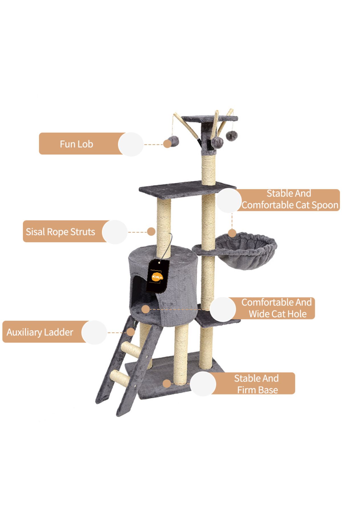 KidLe-Cat Tree Large Cat Climbing Frame Cat Nest 3
