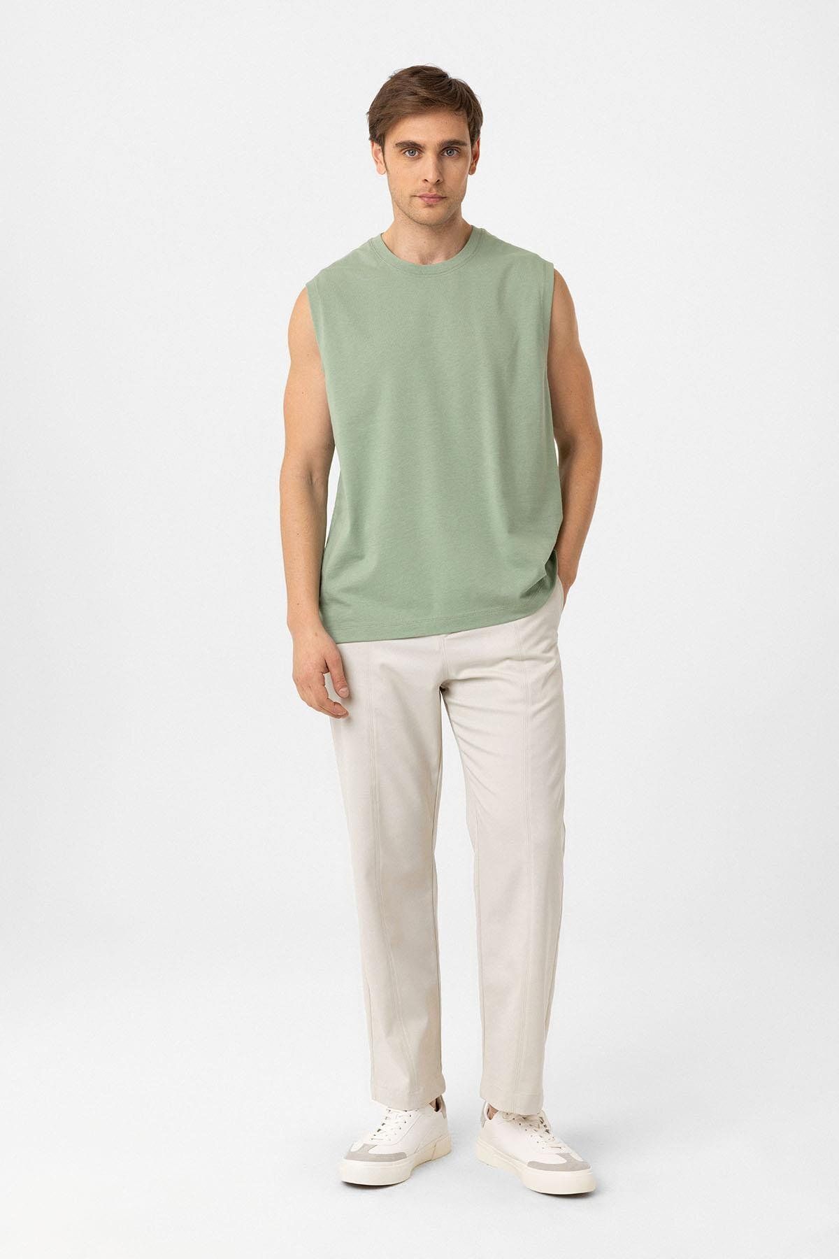 Antioch-Khaki Relaxed Fit Men's Sleeveless T-Shirt 2