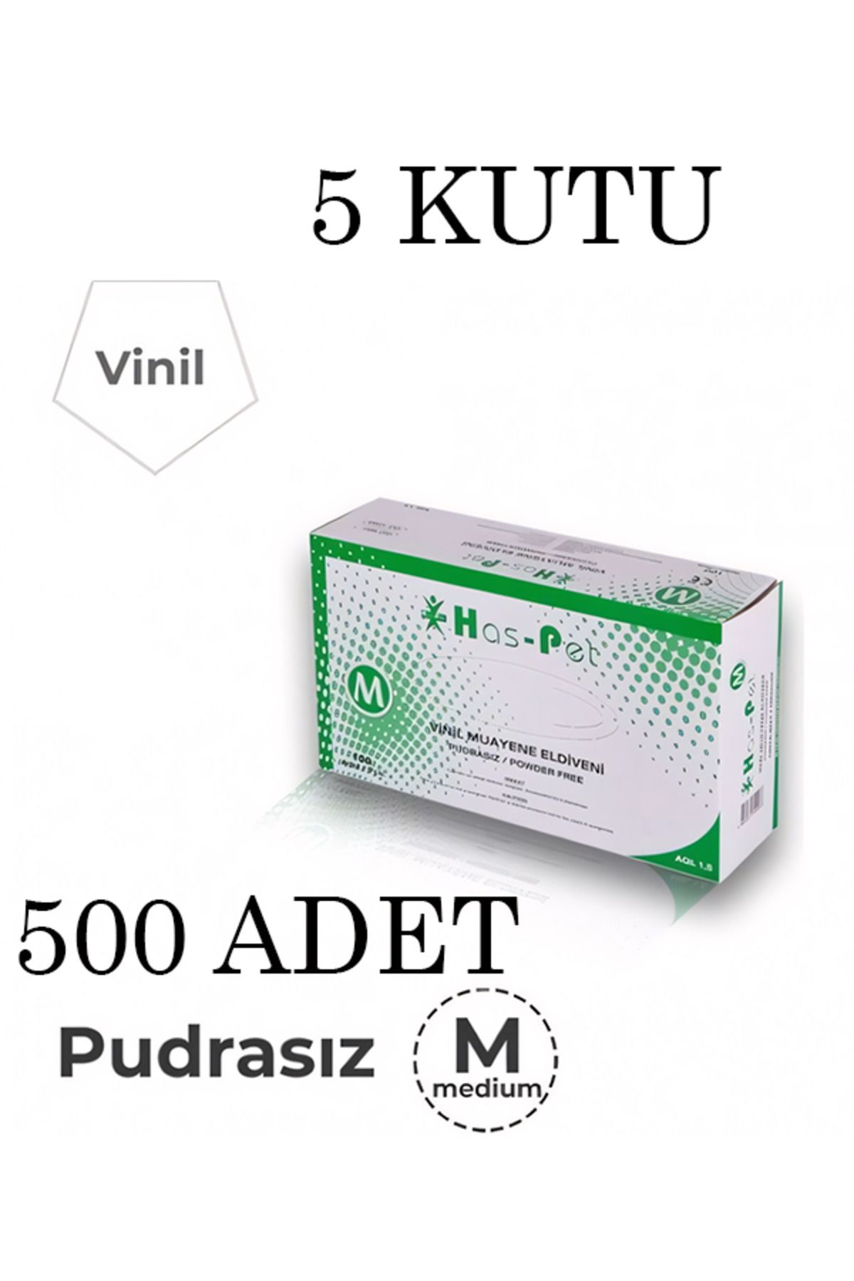 Has-Pet Haspet Vinil Muayene-Ağda Eldiveni M 100 adetX5Kutu