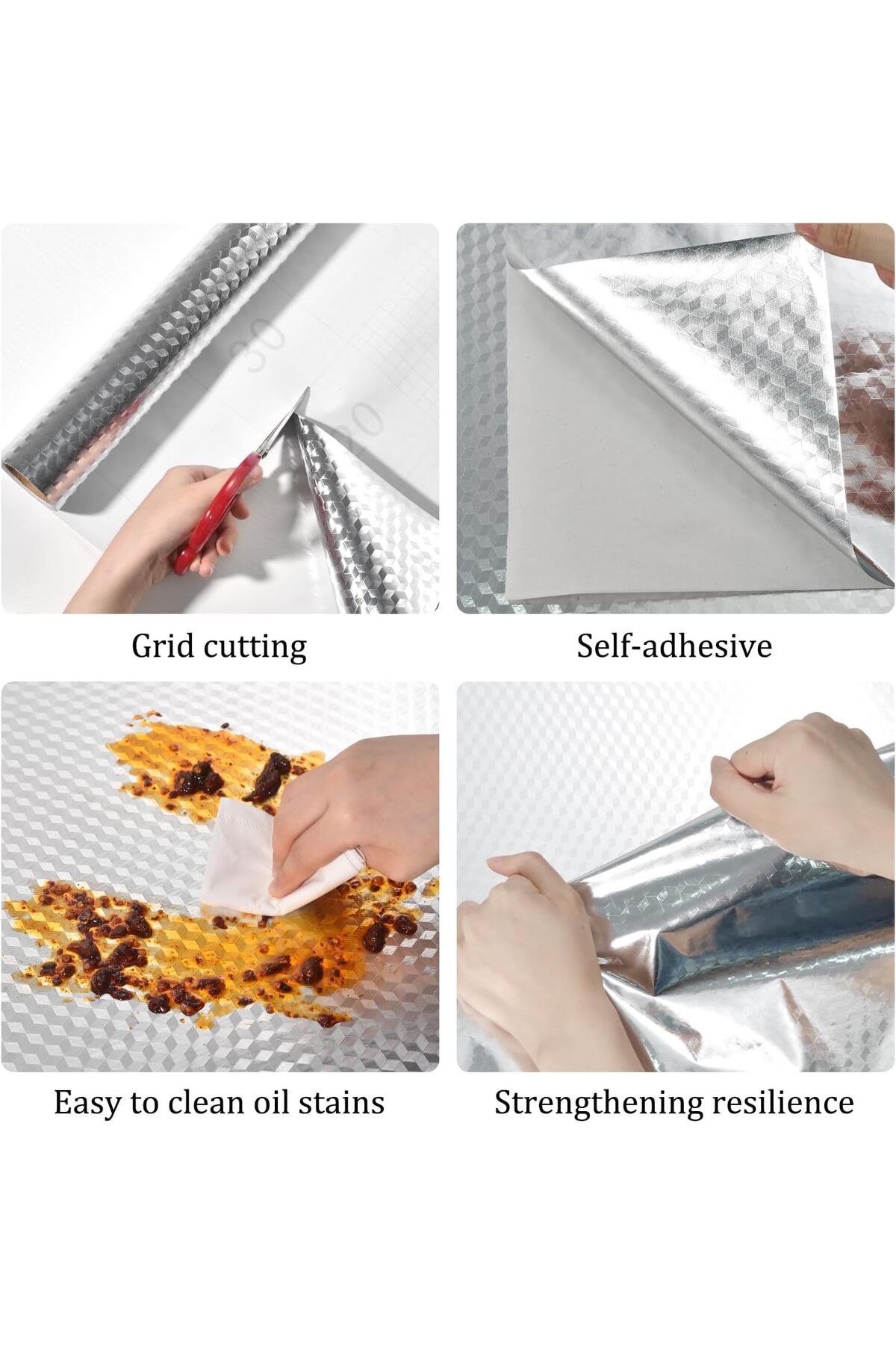 COOYA-Aluminum Foil Waterproof Paper Kitchen Stickers,40x1m,Heat-Resistant & Waterproof,Wear-Resistant 7