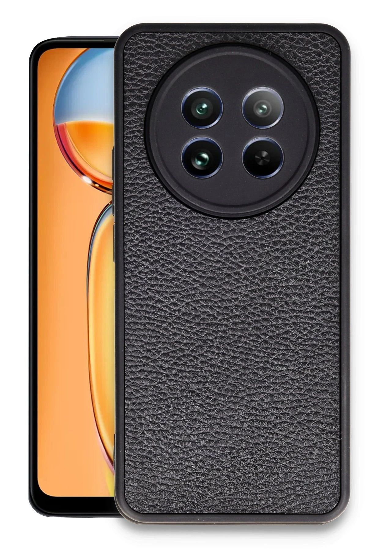 NewFace Realme 12 5G Kılıf Aras Deri Kapak - Siyah YNSMR