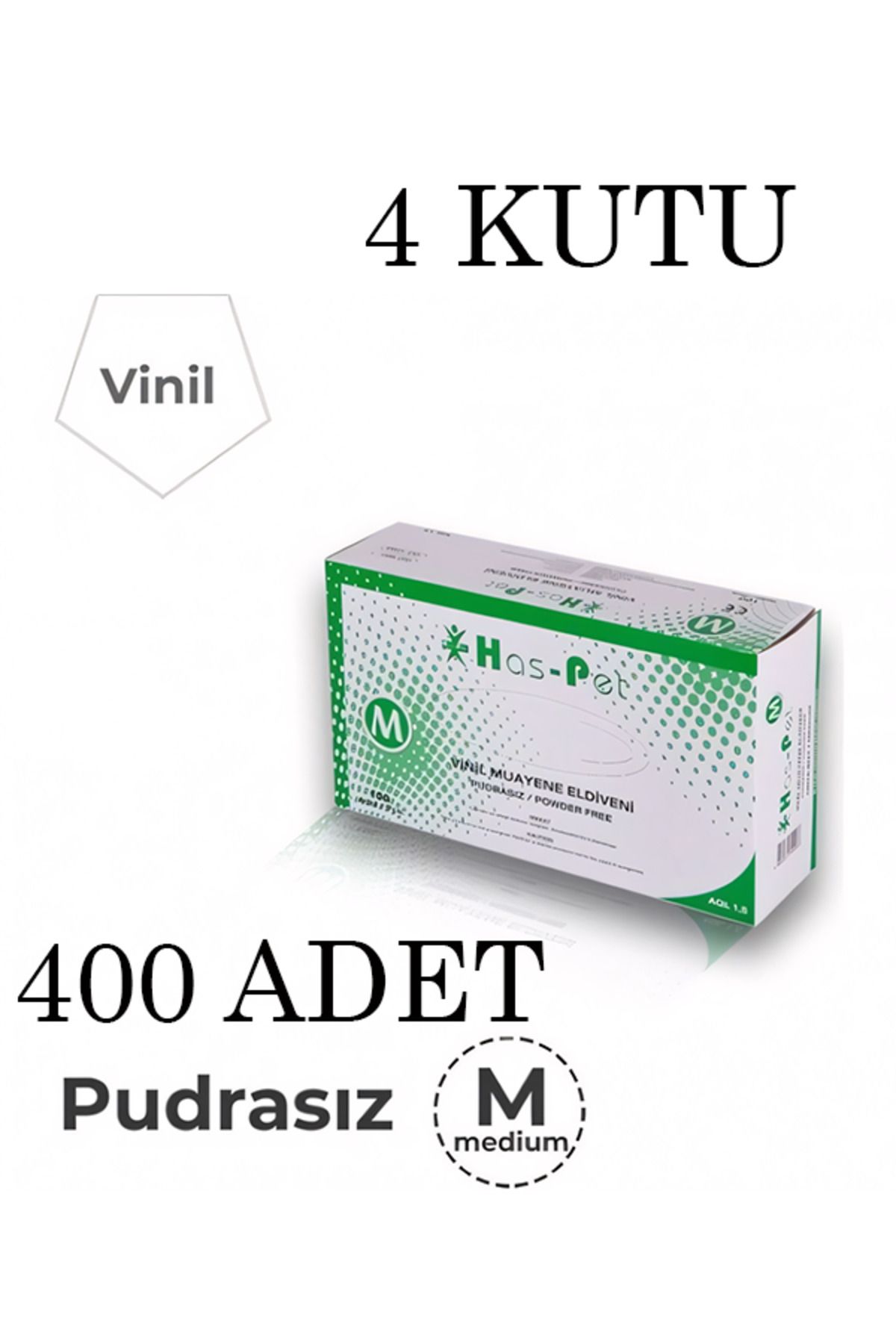 Has-Pet Haspet Vinil Muayene-Ağda Eldiveni M 100 adetX4Kutu