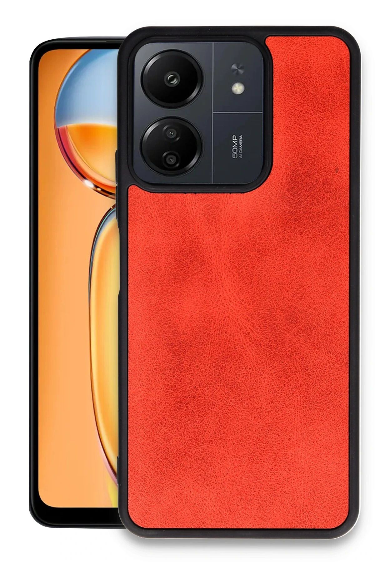 NewFace Xiaomi Redmi 13C Kılıf Aras Deri Kapak - Kırmızı YNSMR