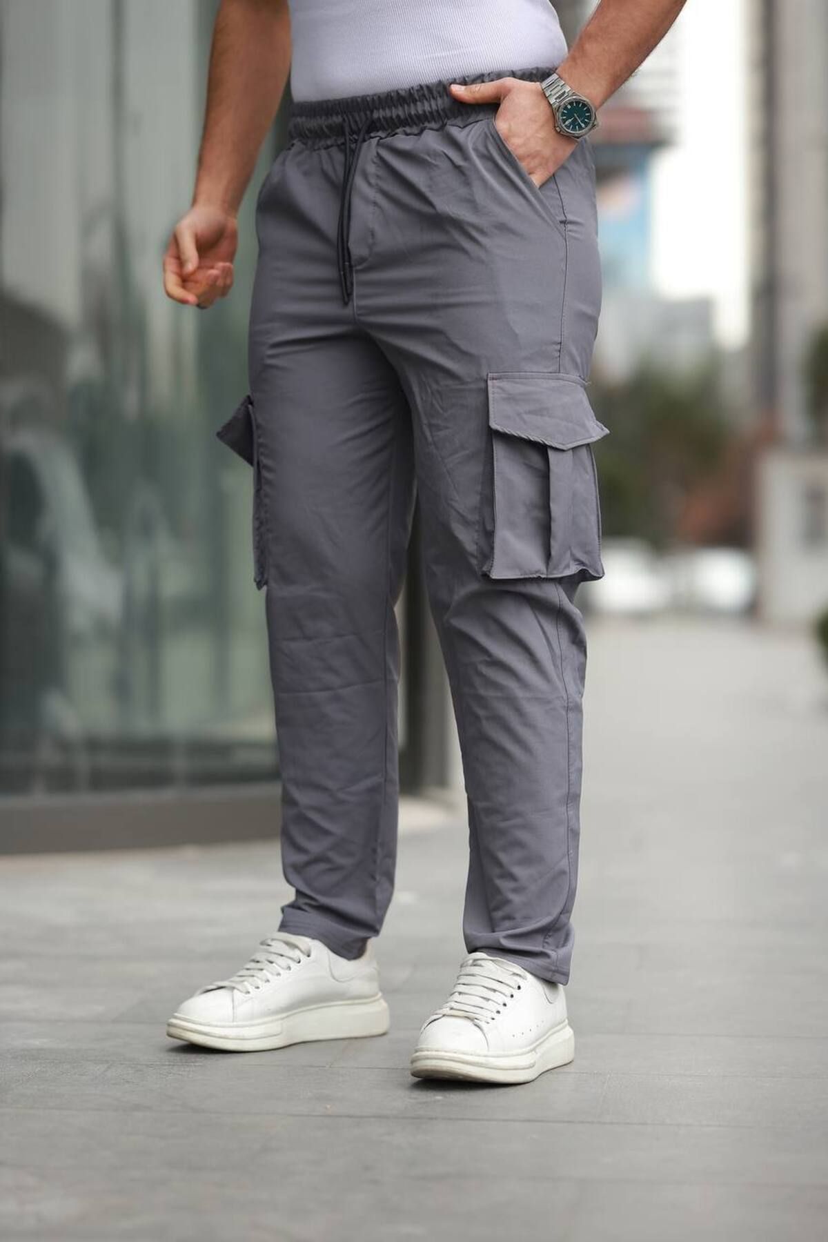 YONEZ MODA-Men's Comfortable Fit Colombia Fabric Cargo Pants with Side Pockets 2