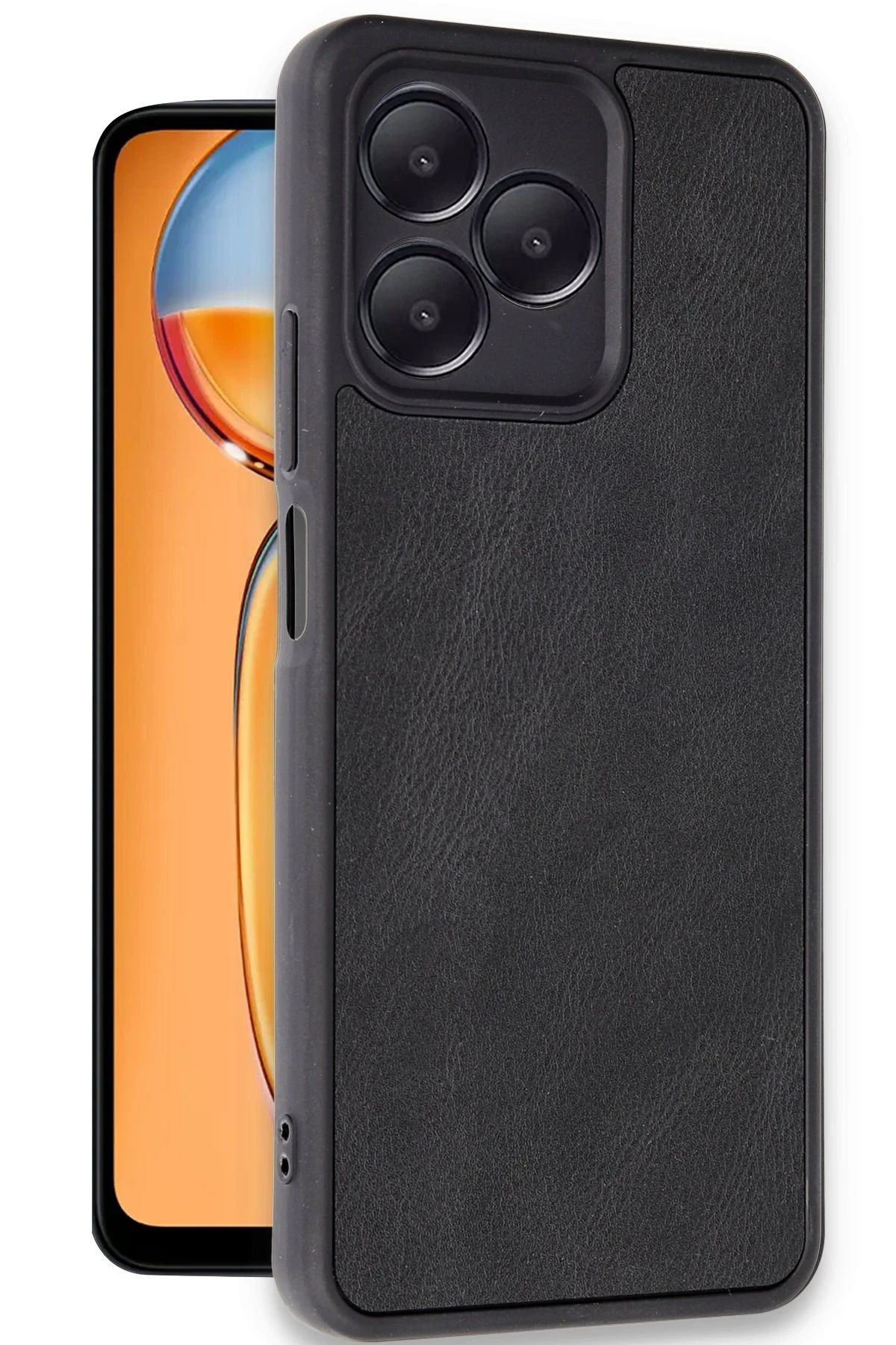 cepmoda realme C53 Telefon Kılıfı | Yerli, ince, Deri Kapak aR4Sv2 | SİYAH