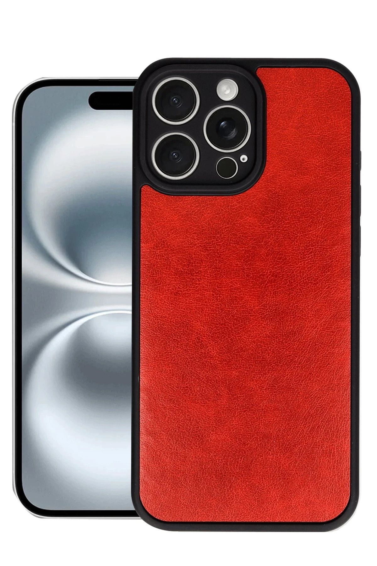 NewFace iPhone 16 Pro Max Kılıf Aras Deri Kapak - Kırmızı HNZRN