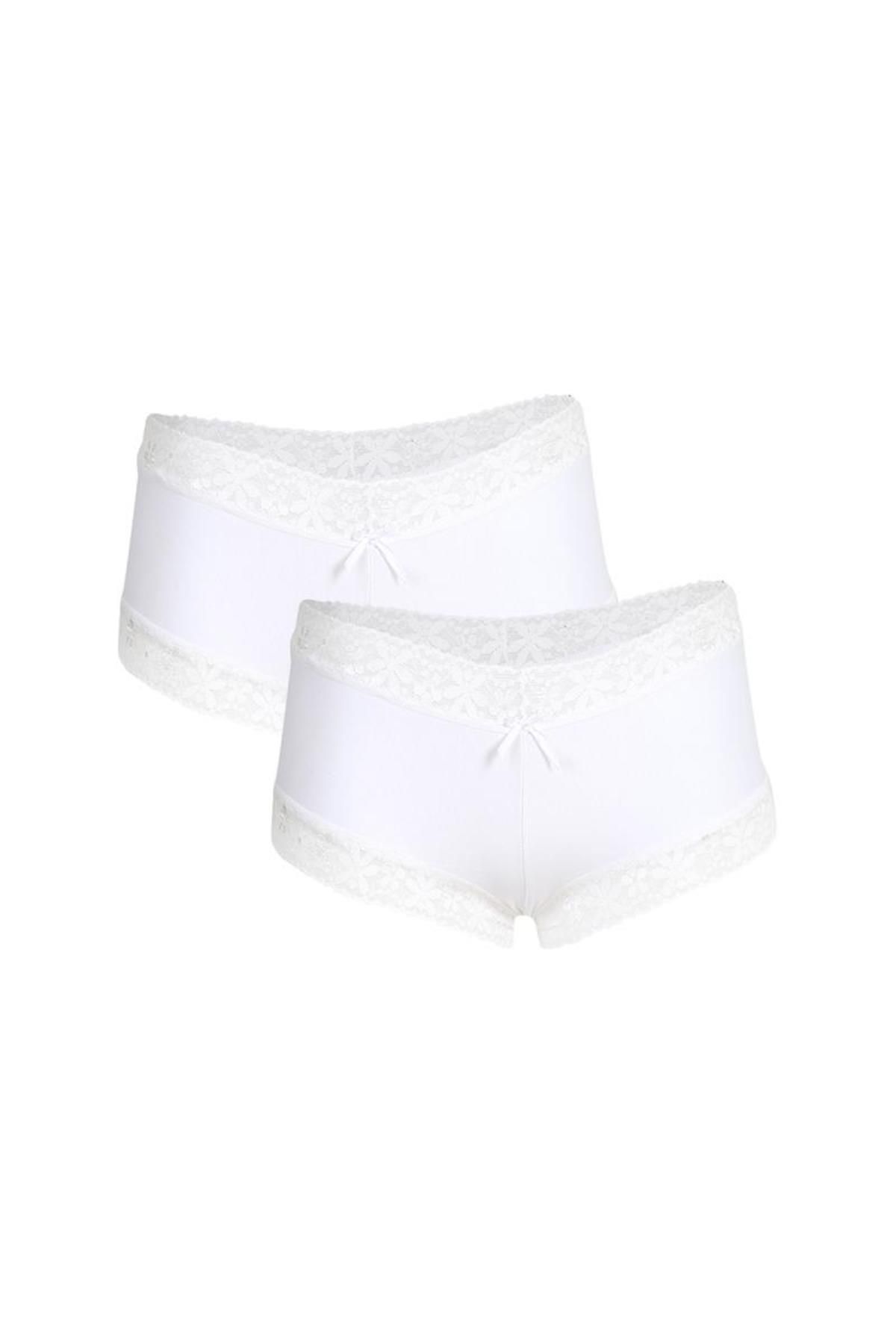 Celira Kadın Pamuklu 2li Boxer Beyaz 40265