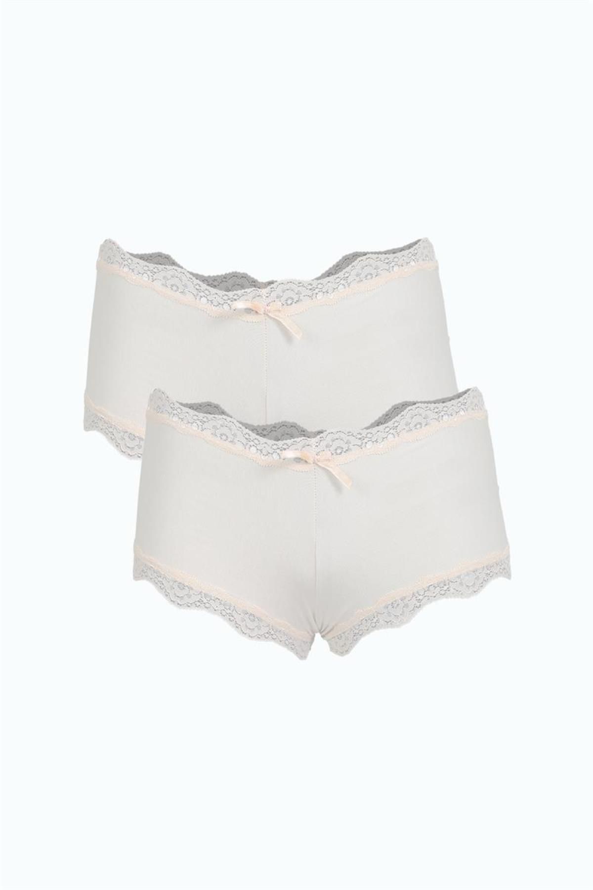 Celira Kadın Pamuklu 2li Boxer Sütlü Kahve 40277