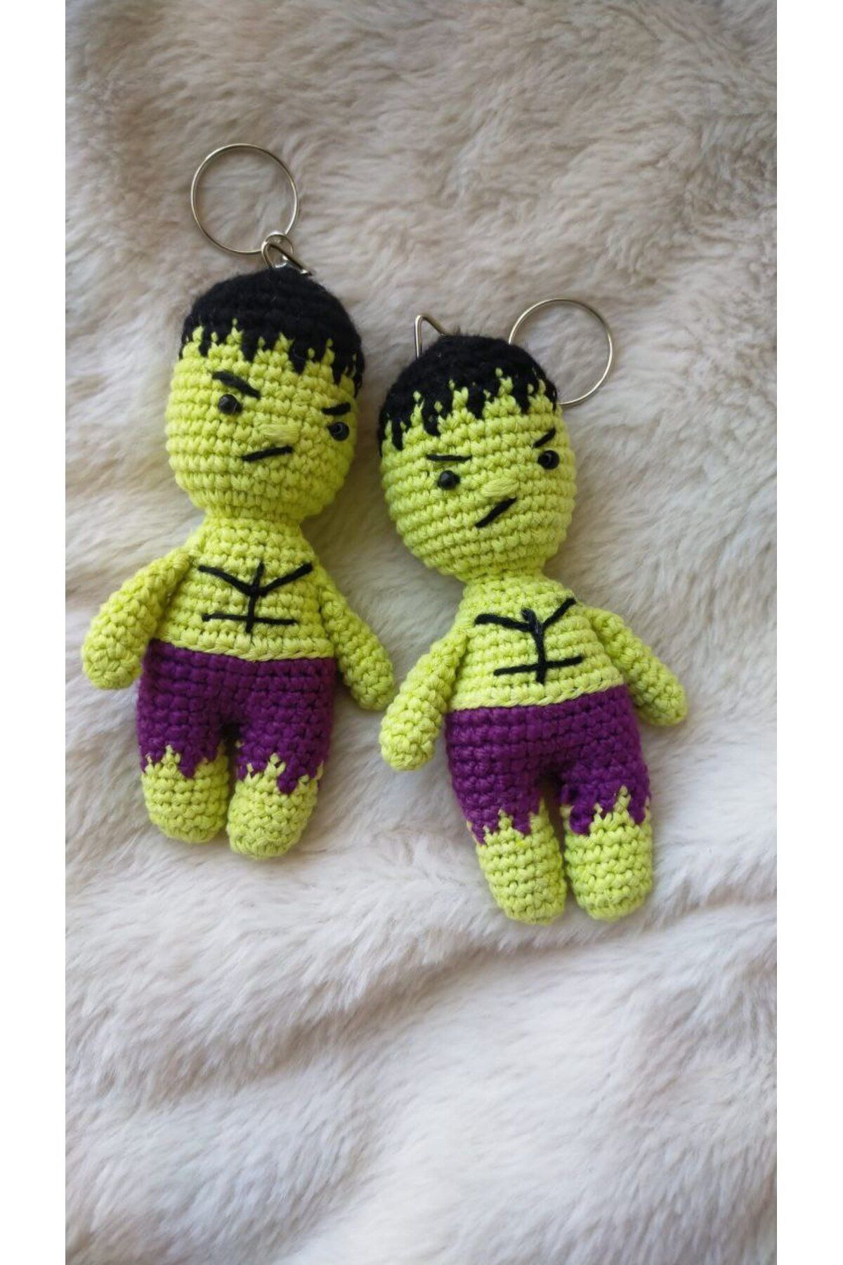 ModernÇizgiler Amigurumi Oyuncak Örme Hulk Karakter Anahtarlık Çanta Aksesuarı