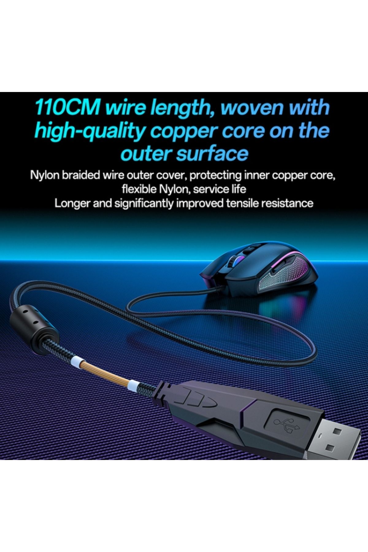 Yesido-ماوس سلكي KB20 USB بدقة 7200 نقطة في البوصة RGB (أسود) 6