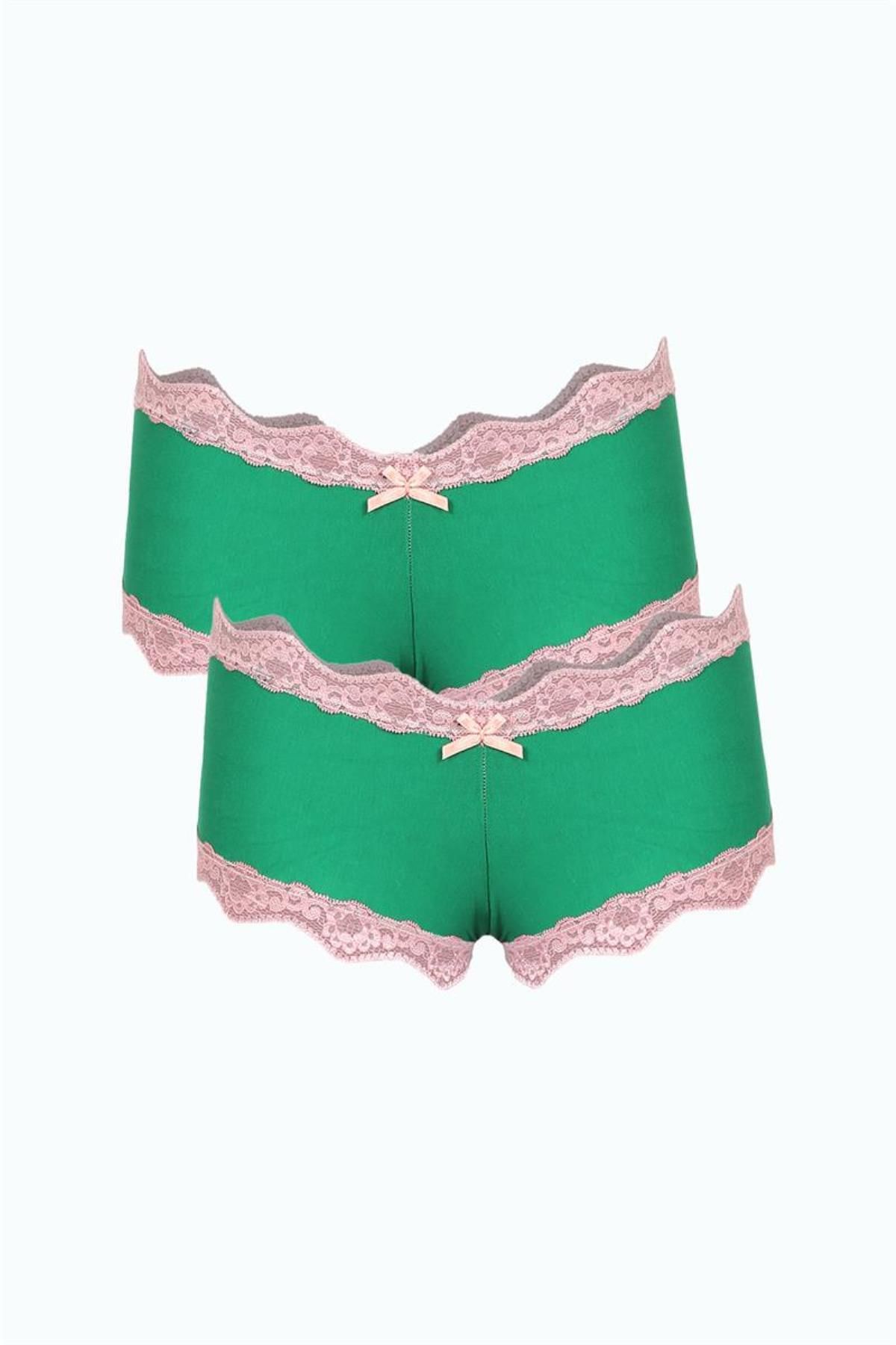 Celira Kadın Pamuklu 2li Boxer Fıstık Yeşili 40277