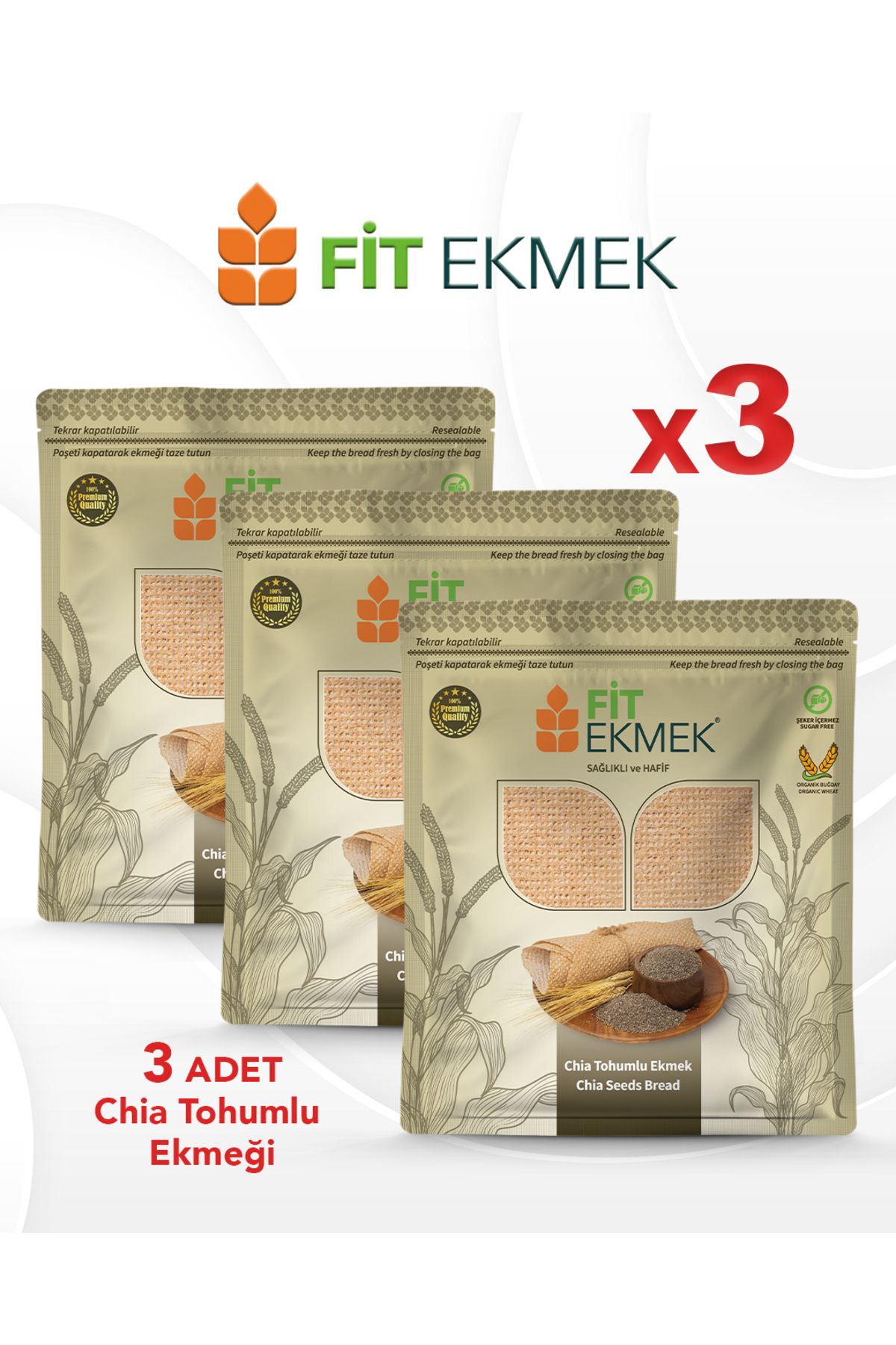 fit 3'lü Chia Lavaş Ekmeği 300gr