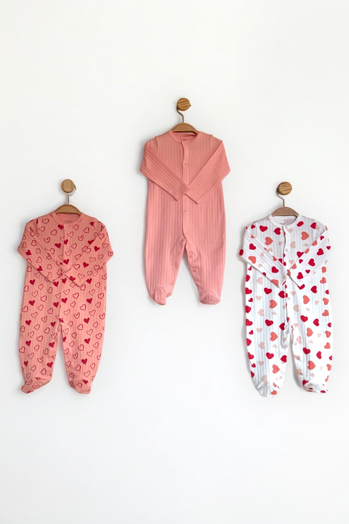 HAFY BABY %100 Doğal Pamuk Özel Kumaş 3'lü Bebek Tulum fotoğrafı 2 (önizleme)