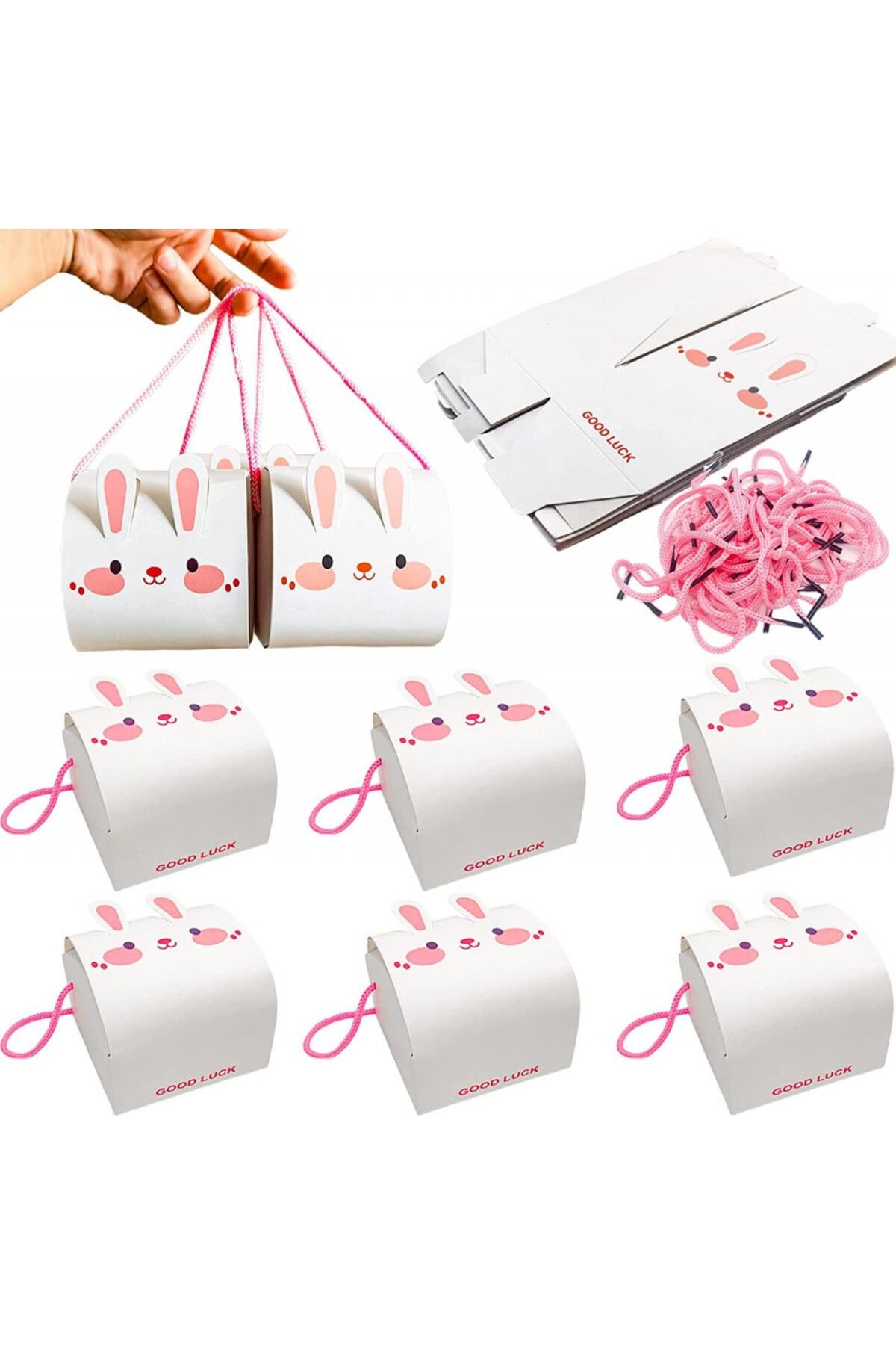 KEELYY Set De 10 Cutii Cadou De Paște, Hârtie, Alb/roz, 8,5 X 8,5 X 7,5 Cm - All Ages
