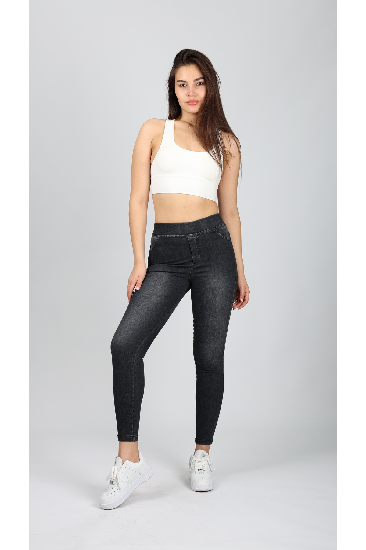 GÜLİZİM BUTİK  Kadın Kot Pantolon Beli Lastikli Yüksek Bel Likralı Büyük-Küçük Beden Jeans - Görsel 4