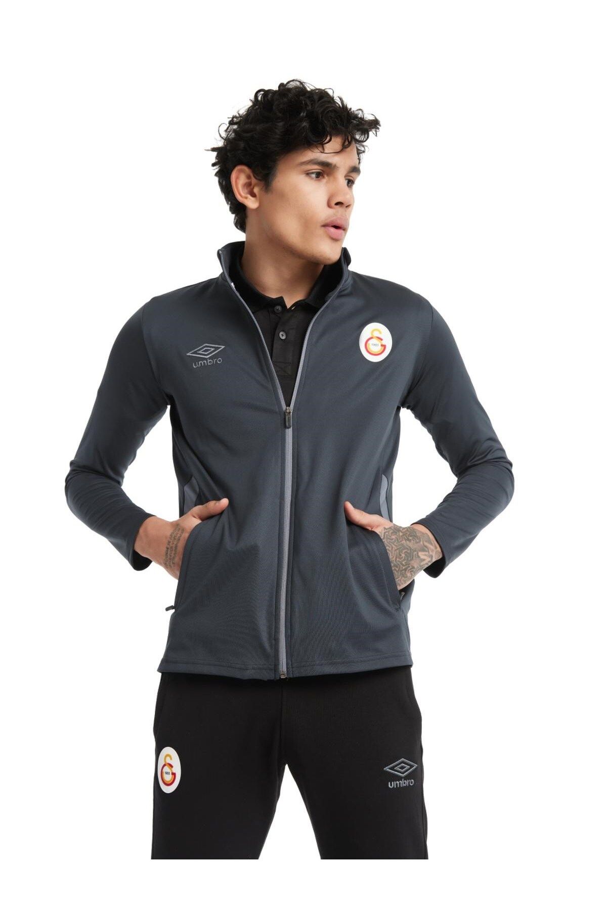 Galatasaray-Original Licensed Stand Collar Zippered Anthracite Sweat 3