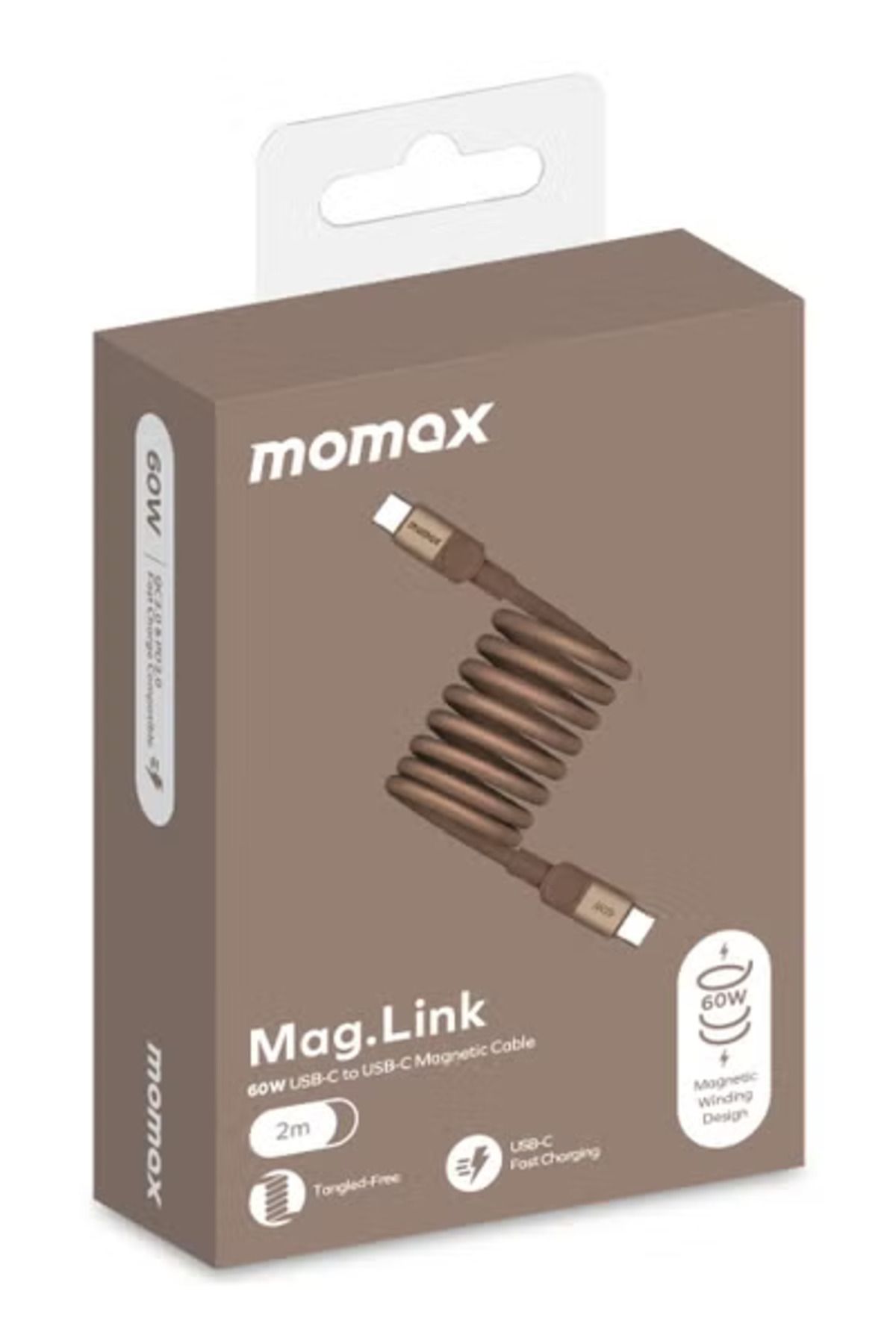 Momax-Mag Link 60W QC 3.0 (2 Meter) USB-C to USB-C Fast Charging Magnetic Cable - Desert Titanium 5