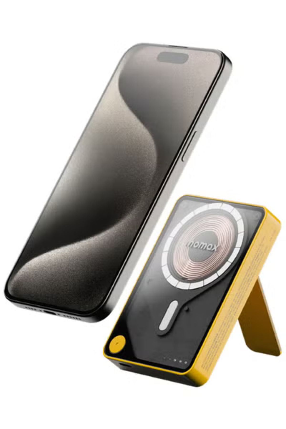 Momax-1-Power X PRO+ 10000mAh Mag Wireless Power Bank with Stand and Built-in USB-C Cable Yellow 3
