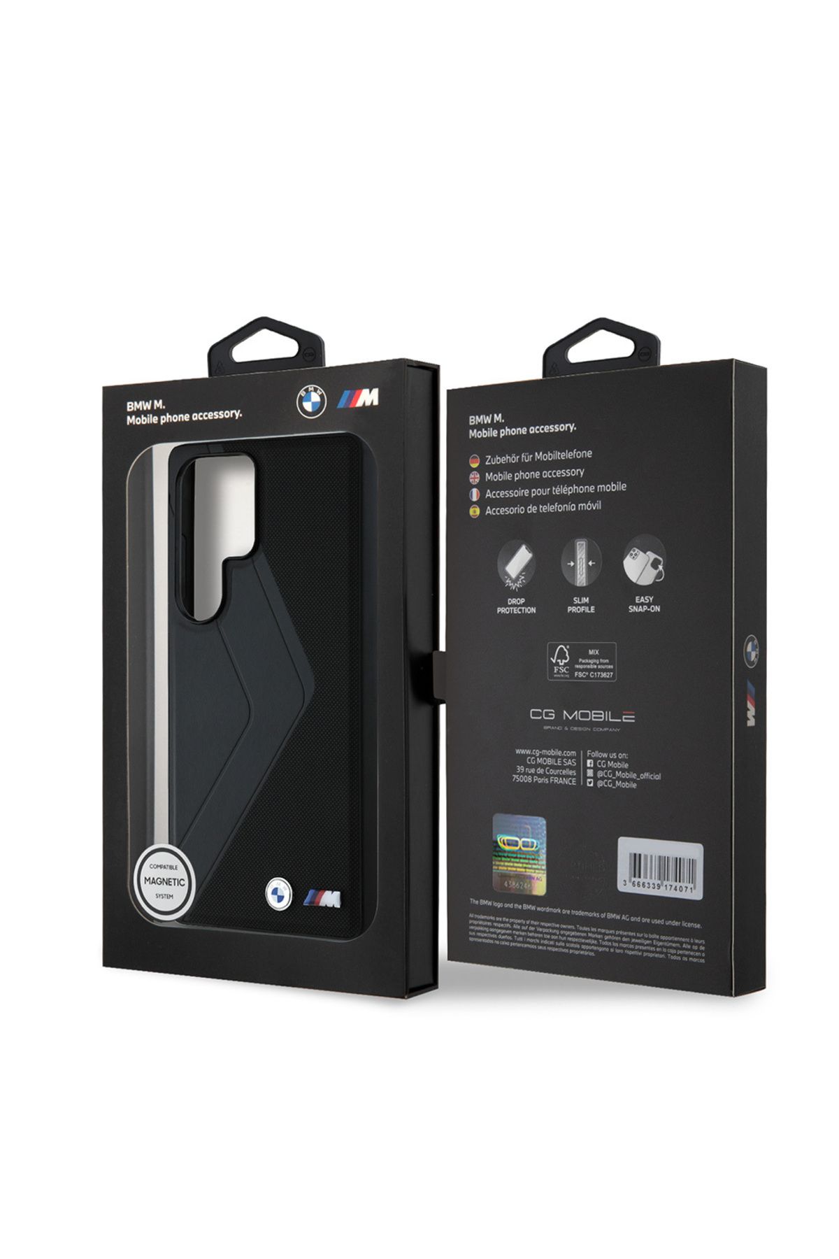 کاور و قاب GALAXY S25 ULTRA CASE BMW دارای مجوز MAGSAFE سازگار با LOGO M پوشش چرمی PU سیاه سفید BMW