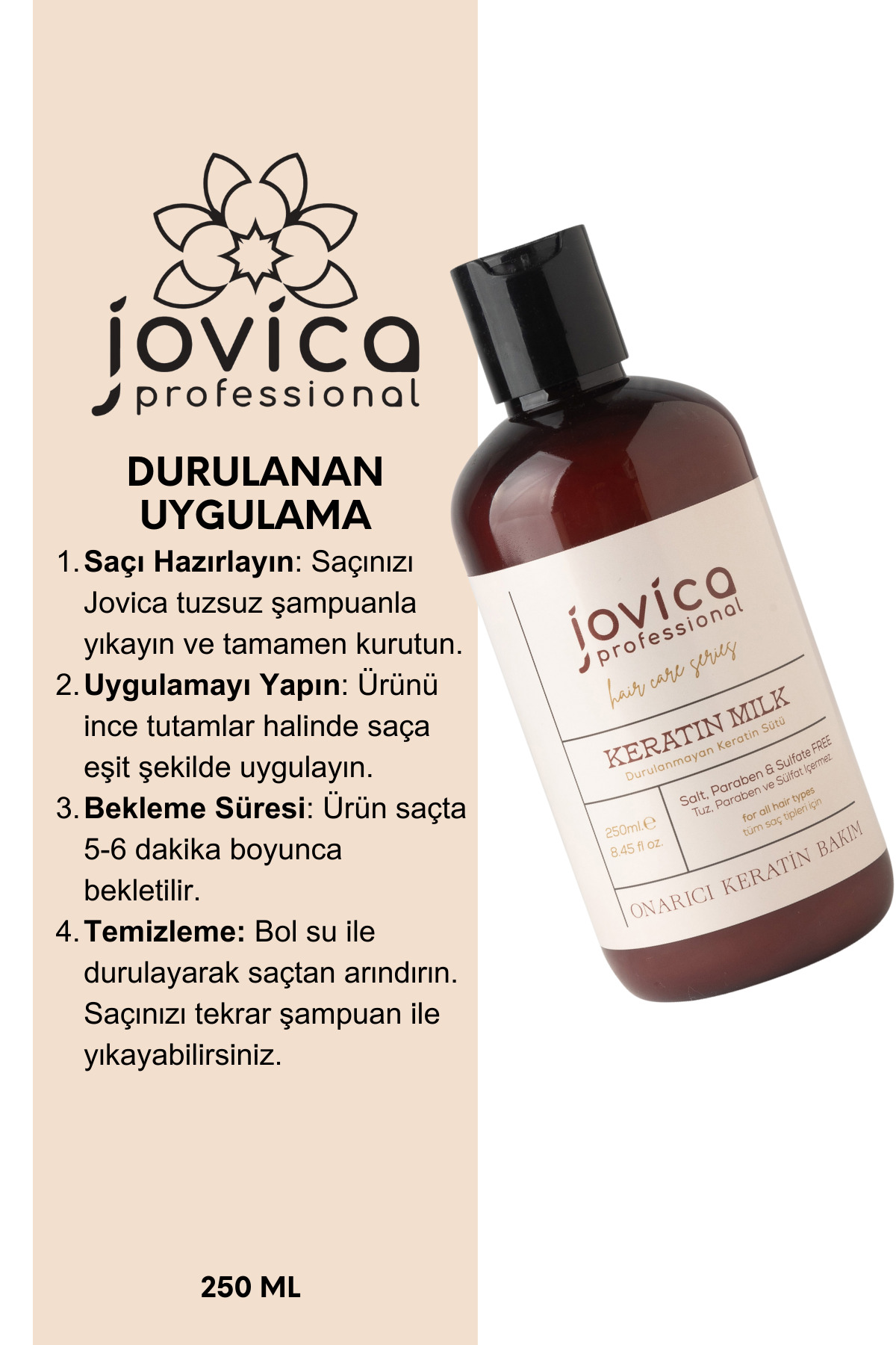 Düzleştirme Etkili Durulanmayan Paraben&sülfat Içermeyen Keratin Sütü 250 ml — 8682858217599 — تصویر 2 از 4