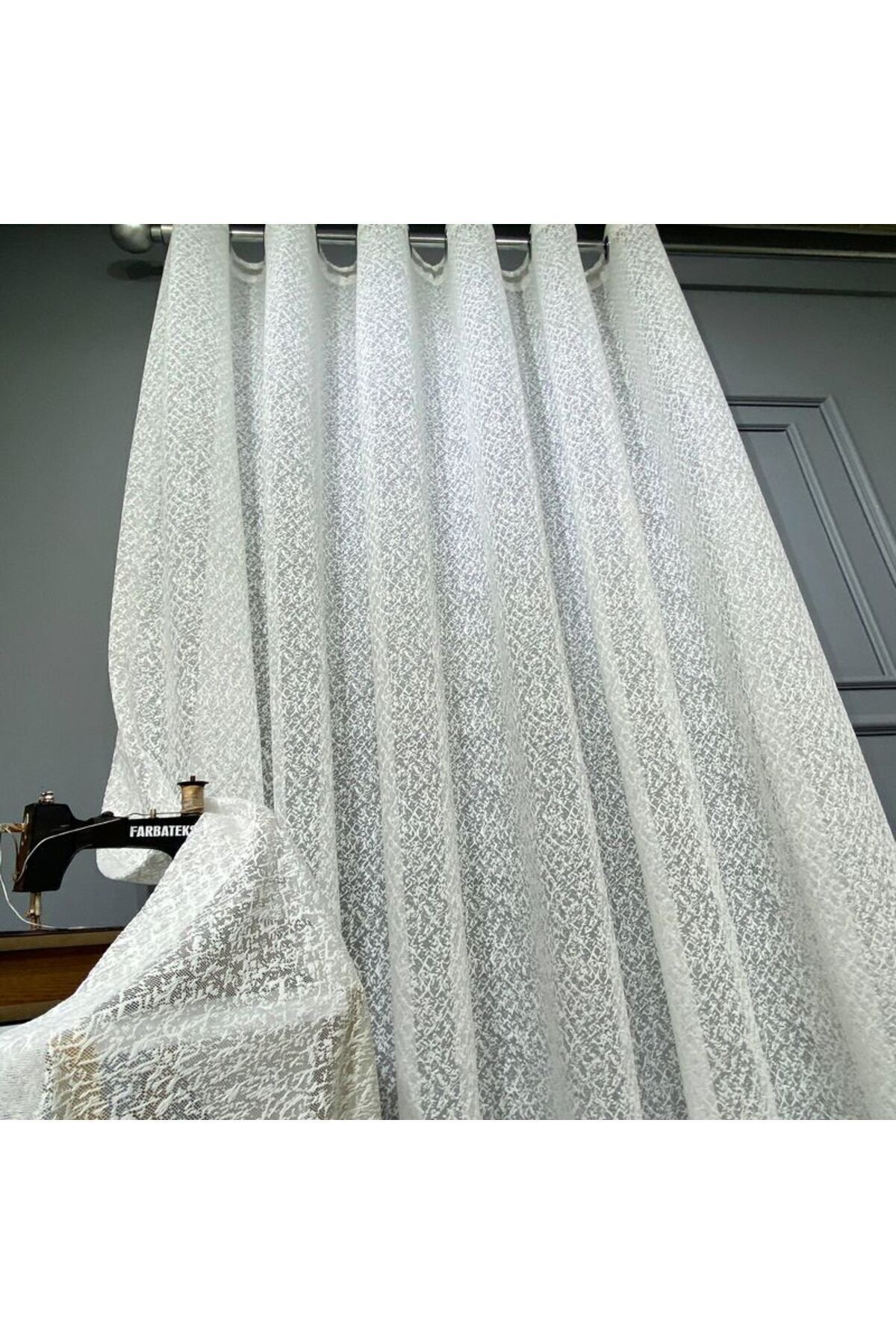 Taç-Ecru Cream Illusion Rustic Eyelet Tulle Curtain 4