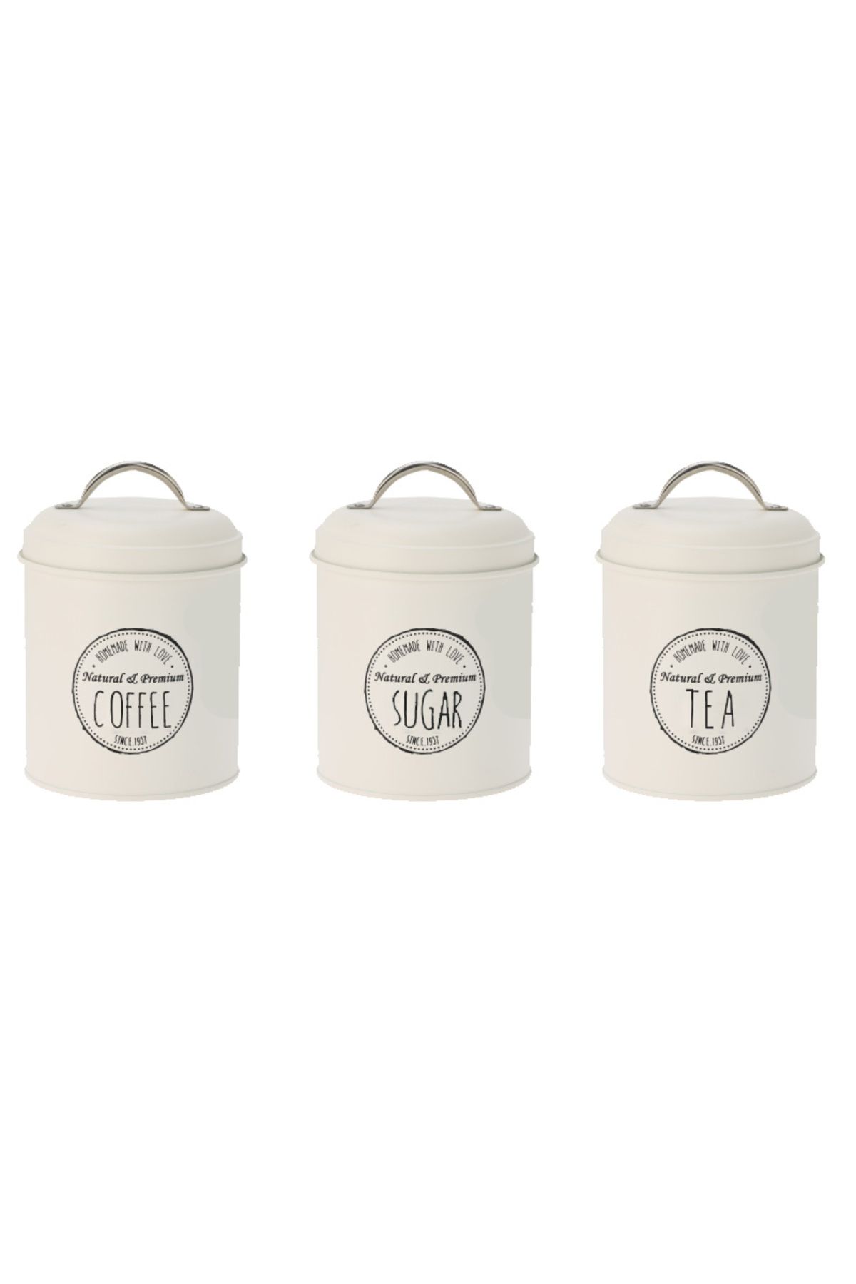 Excellent Houseware Recipient Alimentar Cafea, Ceai Si Zahar Set 3 Bucati Crema - One Size