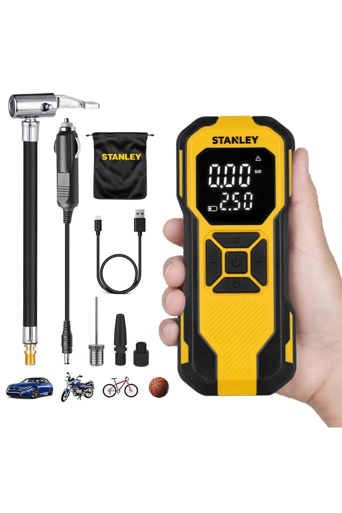 Stanley SXIF0101 12V / Şarjlı Li-ion 150 PSI Dijital Göstergeli Akıllı Lastik Şişirme Pompası+Powerb