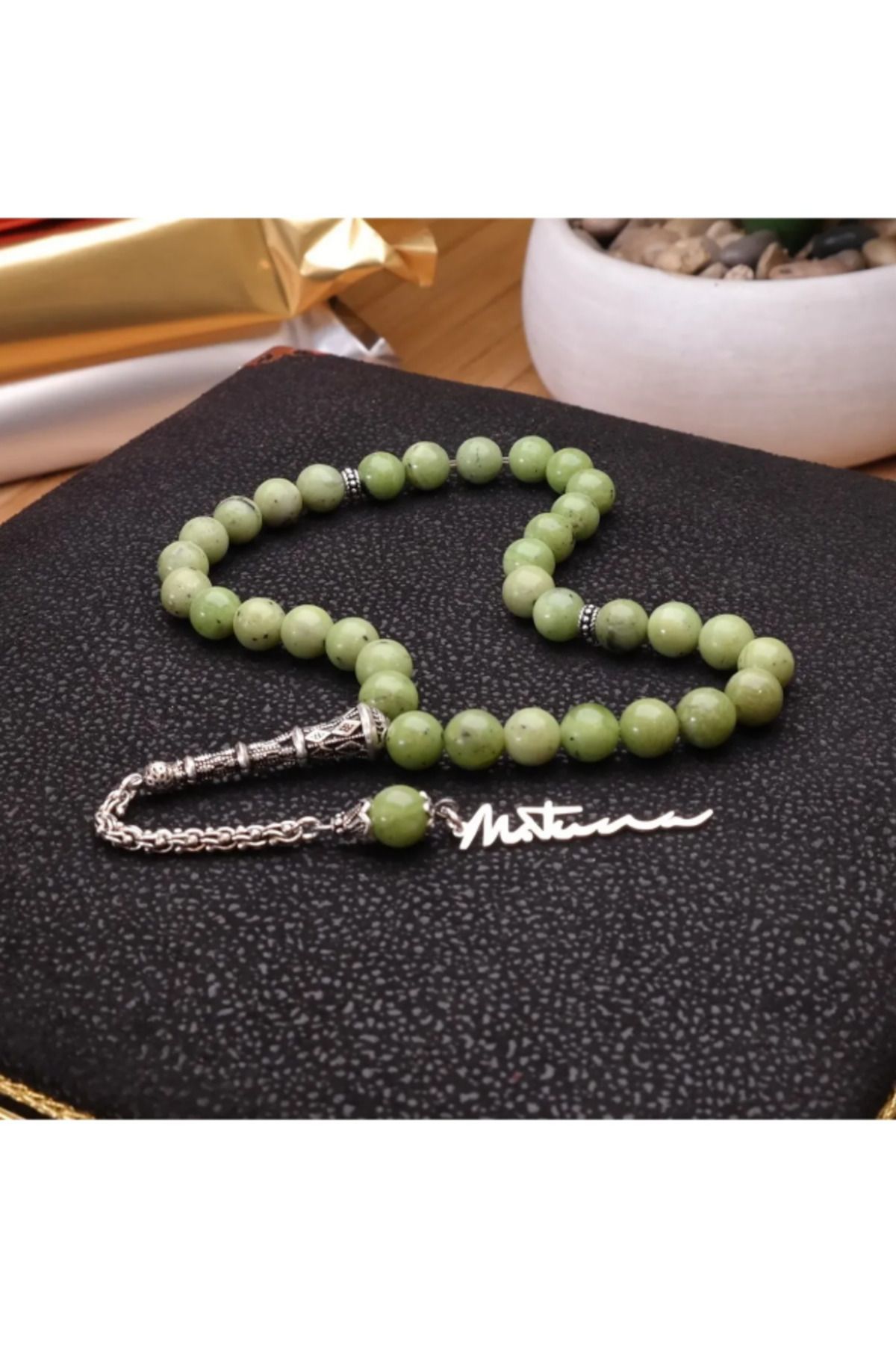 dergah tesbih-Custom Signature Designed Jade Stone Rosary for Your Name 2