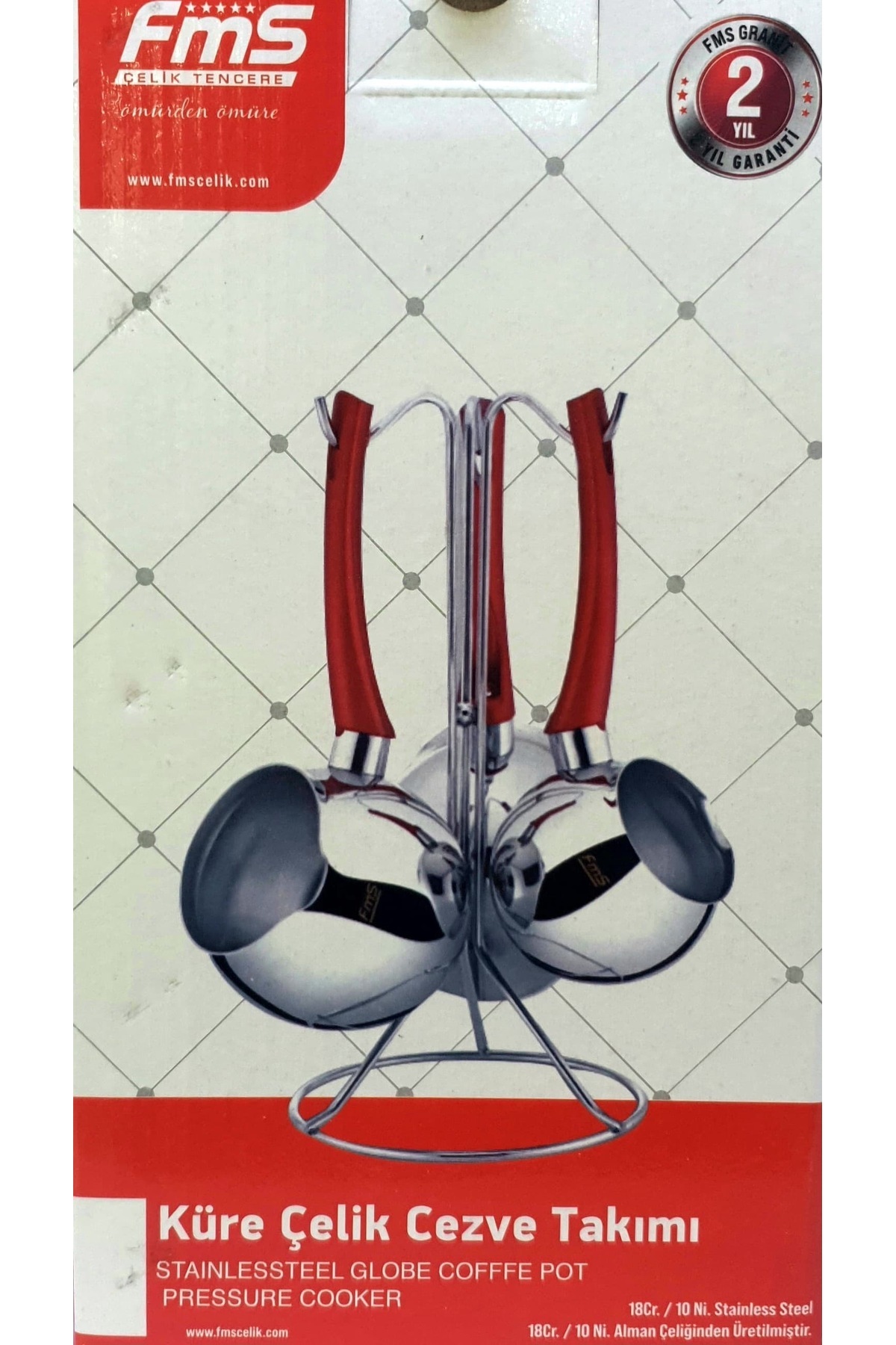 FMS-Eco 3-Piece Steel Hanging Coffee Pot Set Red 3