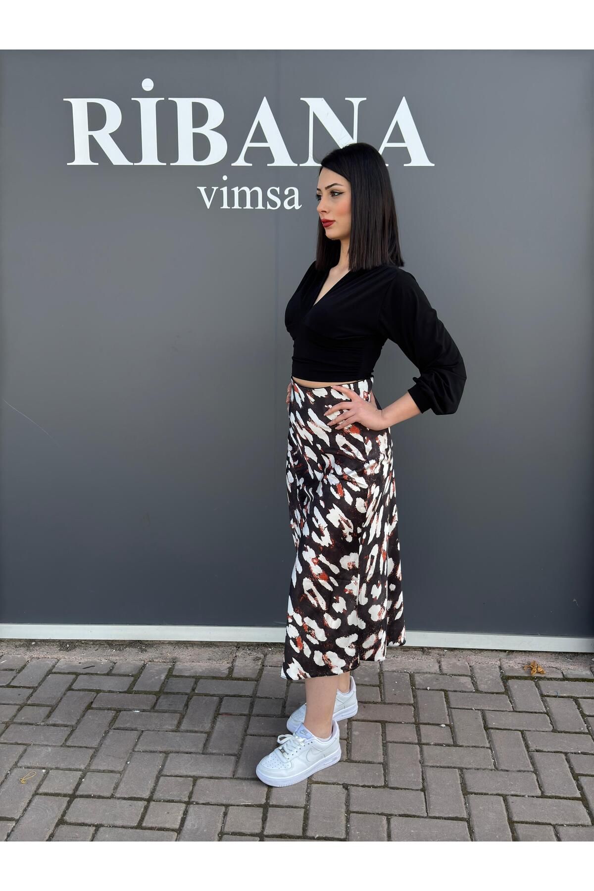 Bigdart-Patterned Satin Skirt 8031 6