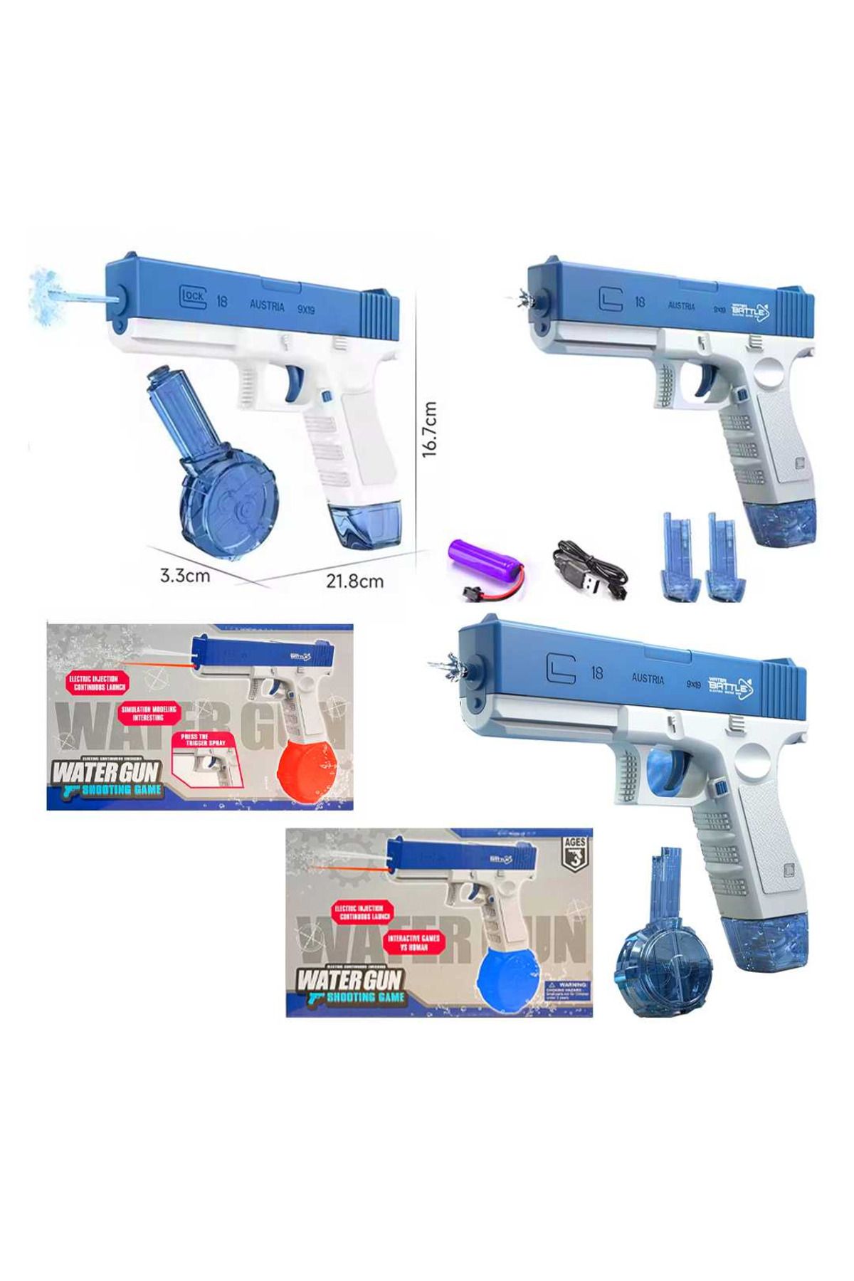 ELEKTRİKLİ SU TABANCASI WATER GUN 3+ 1 ADET