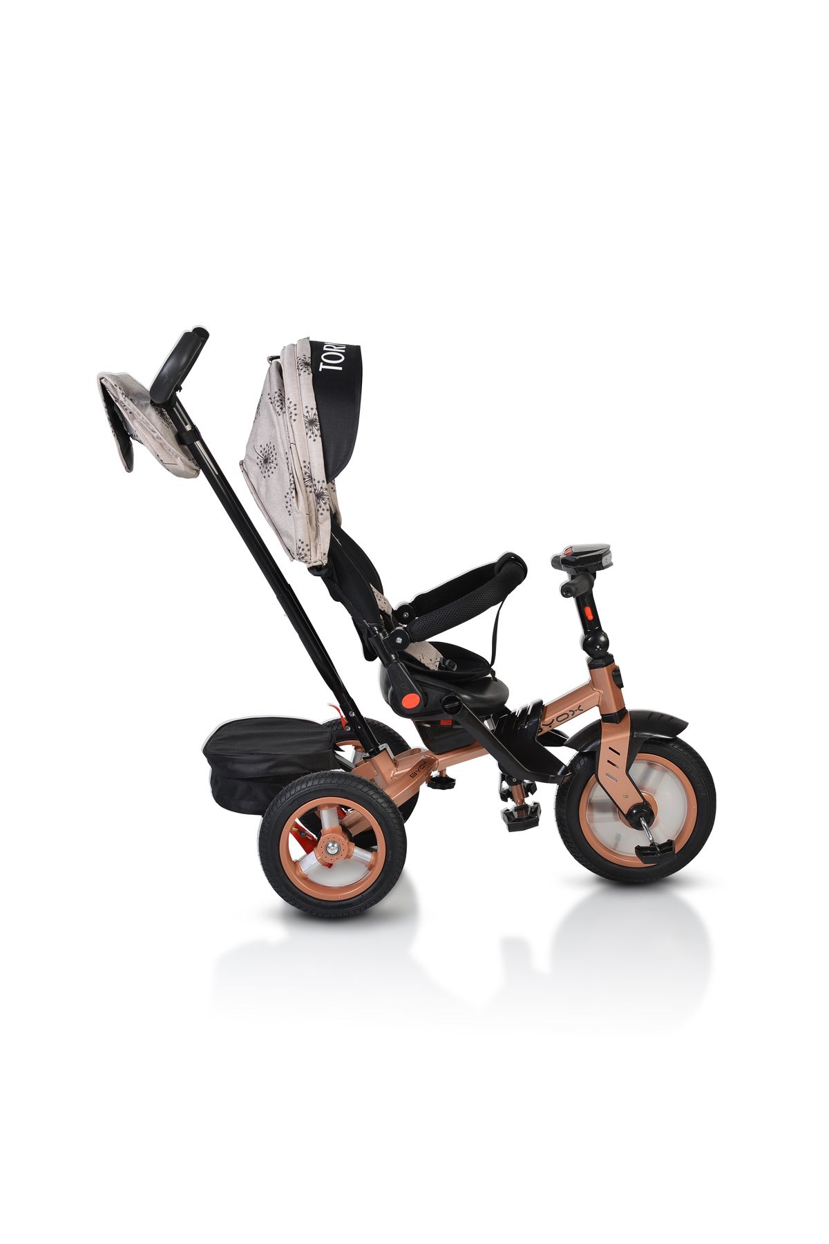 OEM-Tricicleta copii 3-6 Ani, Byox Tornado Bej, scaun reversibil,pozitie de somn, anvelope gonflabile 9