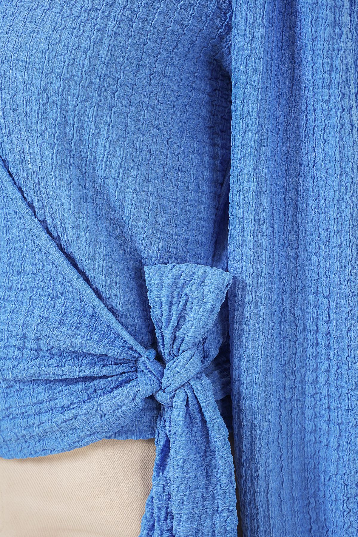 Bigdart-Blue Wrap Knitted Blouse - 0441 4