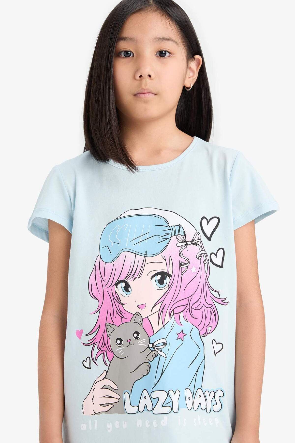 DeFacto-Girl's Anime Printed Short Sleeve Dress E6230A825Sm 4